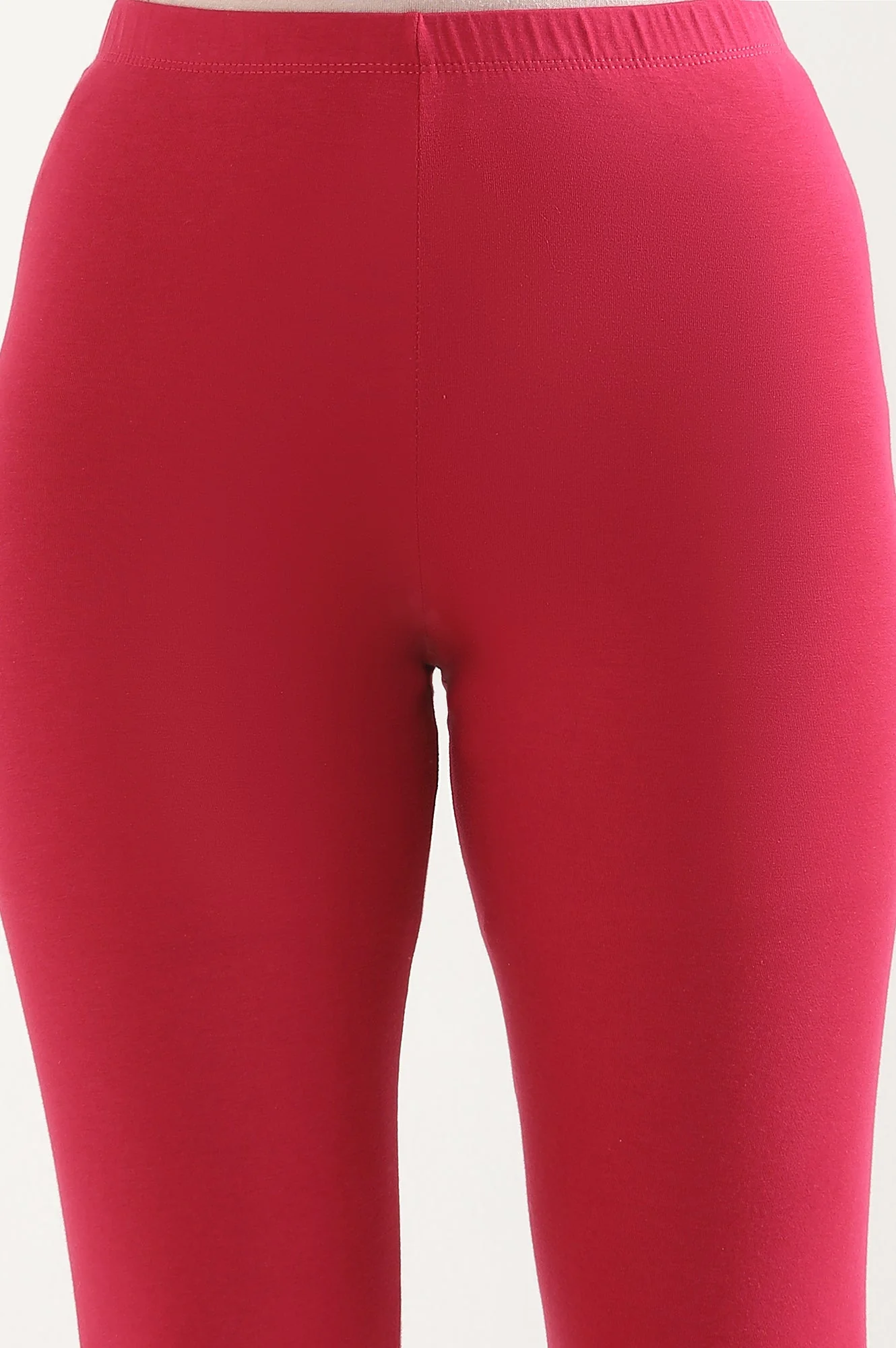 Elleven Women's Pink Solid Skinny Fit Cotton Tights With Elasticated Waist - Image 6