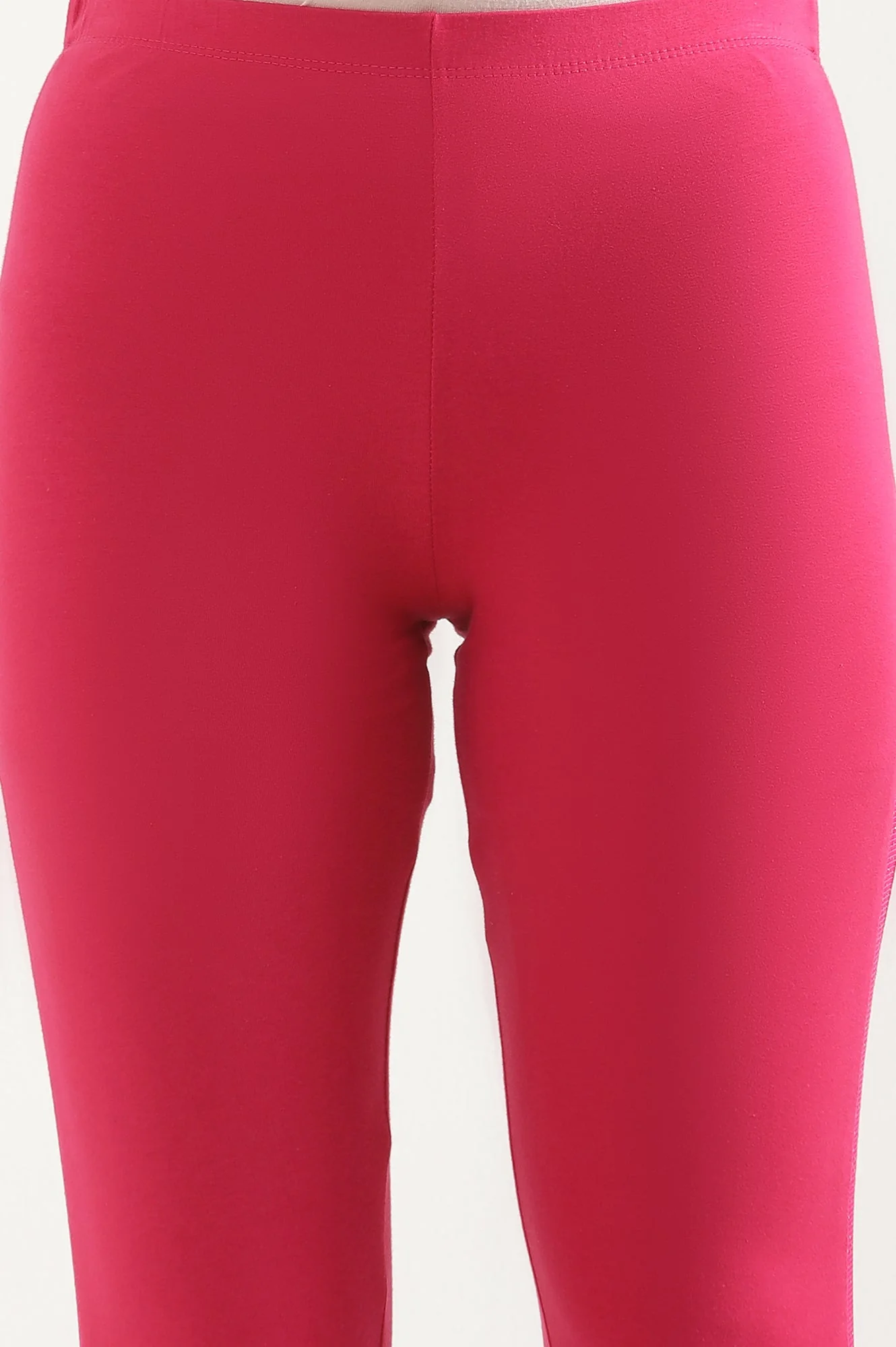 Elleven Women's Pink Solid Skinny Cotton Tights With Elasticated Waistband - Image 6