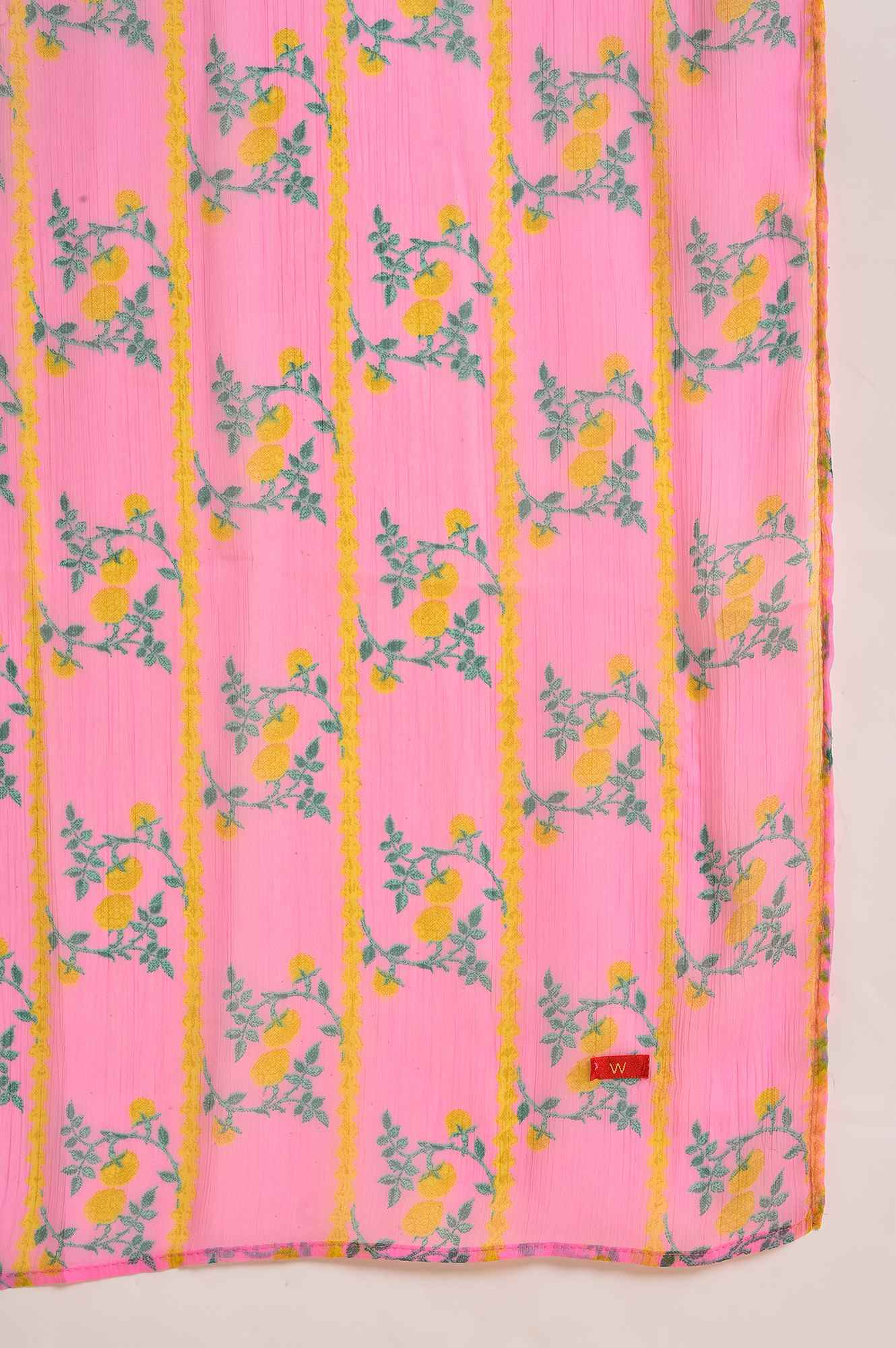 Pink Floral Printed kurta, Pants & Dupatta Set - Image 8