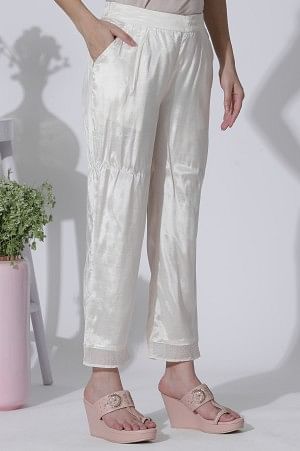 Pink Foil Printed Flared Kurta, Shantung Pants With Gota Patti Dupatta Set - Image 9
