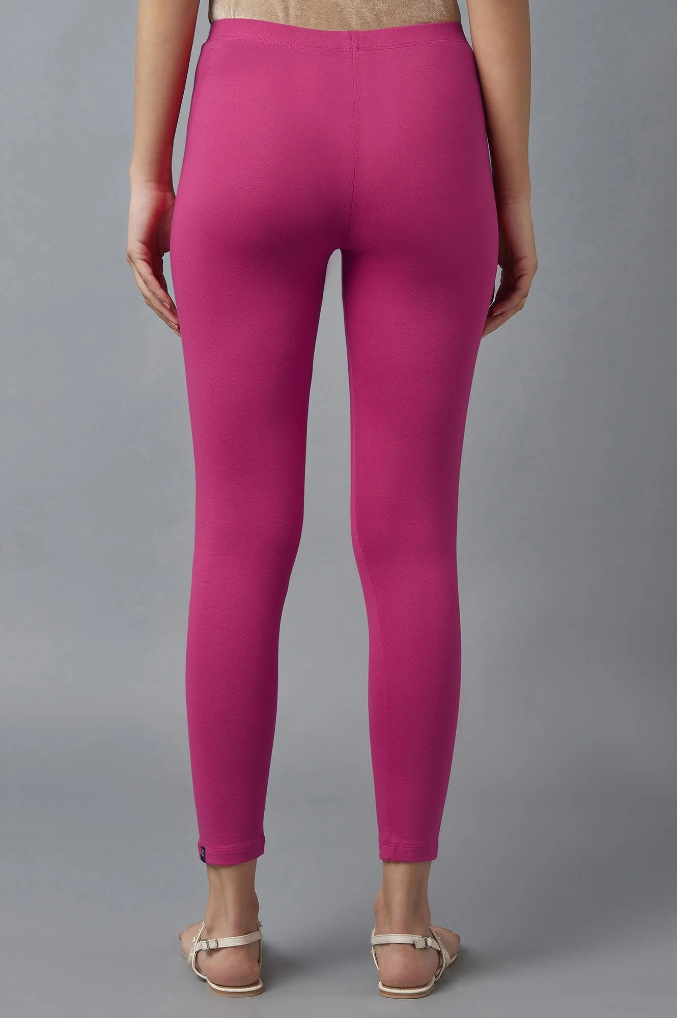 Elleven Women's Pink Solid Skinny Cotton Tights With Elasticated Waist - Image 2
