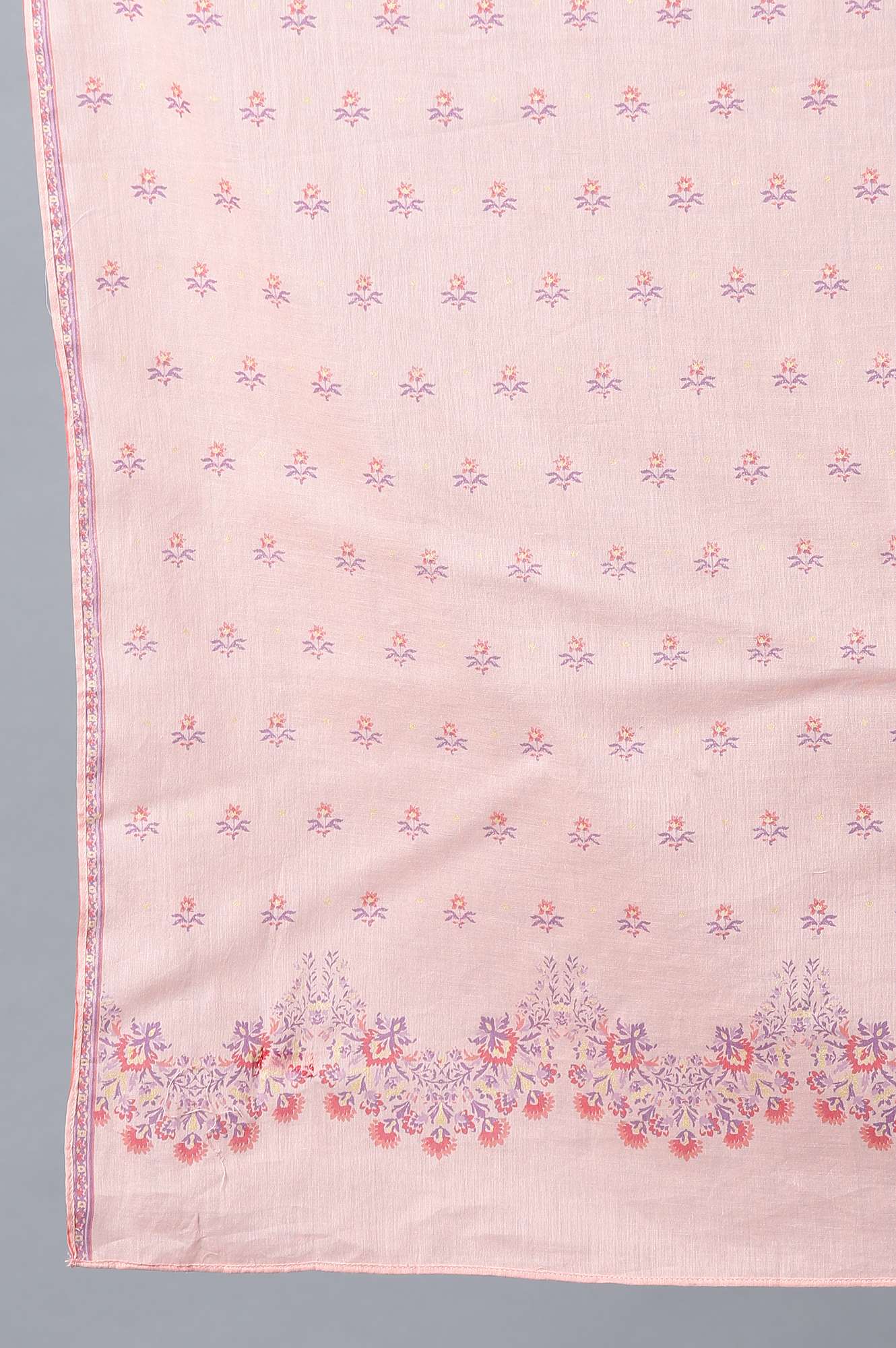 Pink Printed Cotton Dupatta - Image 4