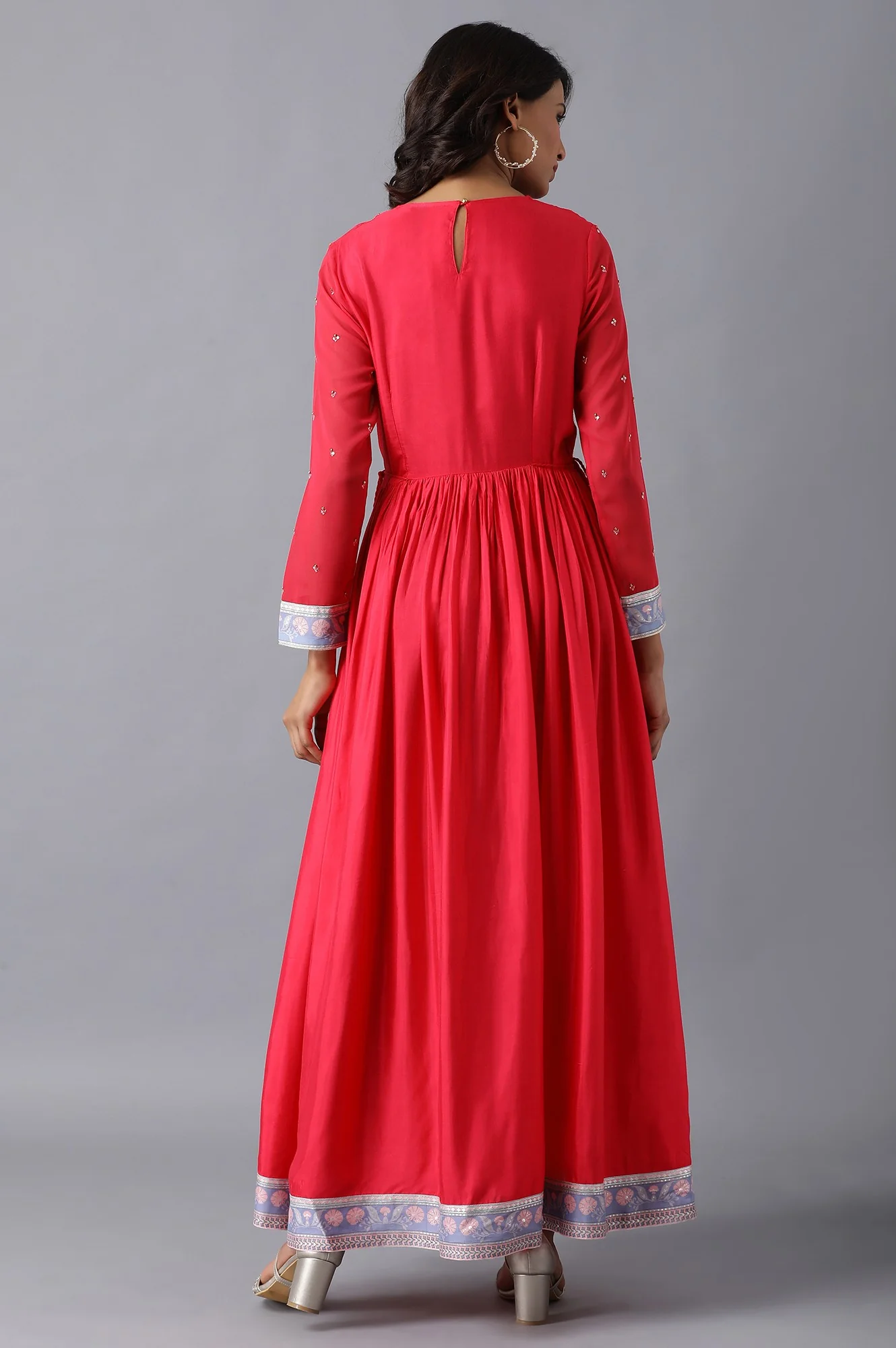 Pink Round Neck Gathered Dress - Image 2