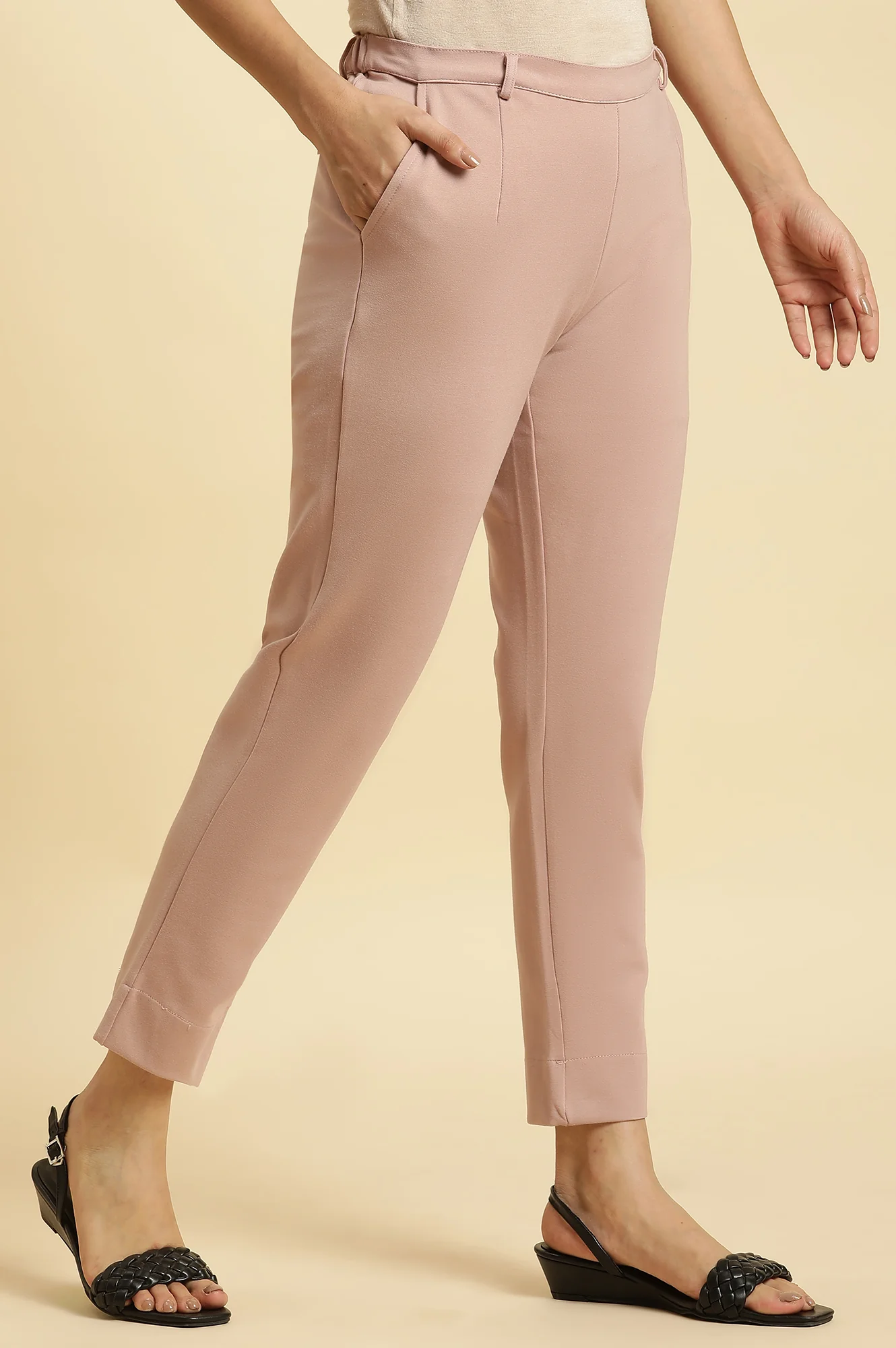 Pink Slim Fit Elasticated Western Pants - Image 4