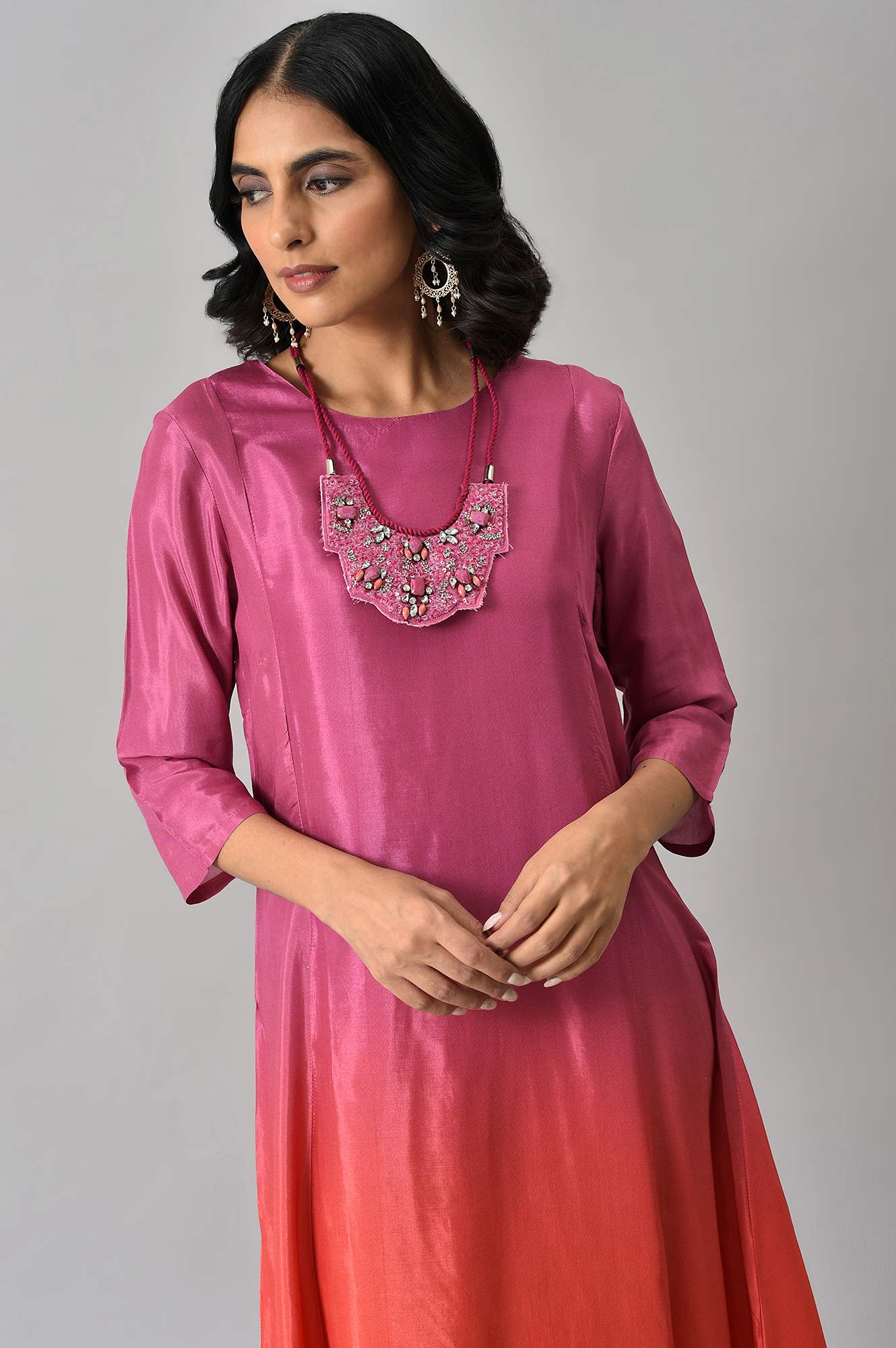 Purple and Red Ombre Dress with Neckpiece - Image 5
