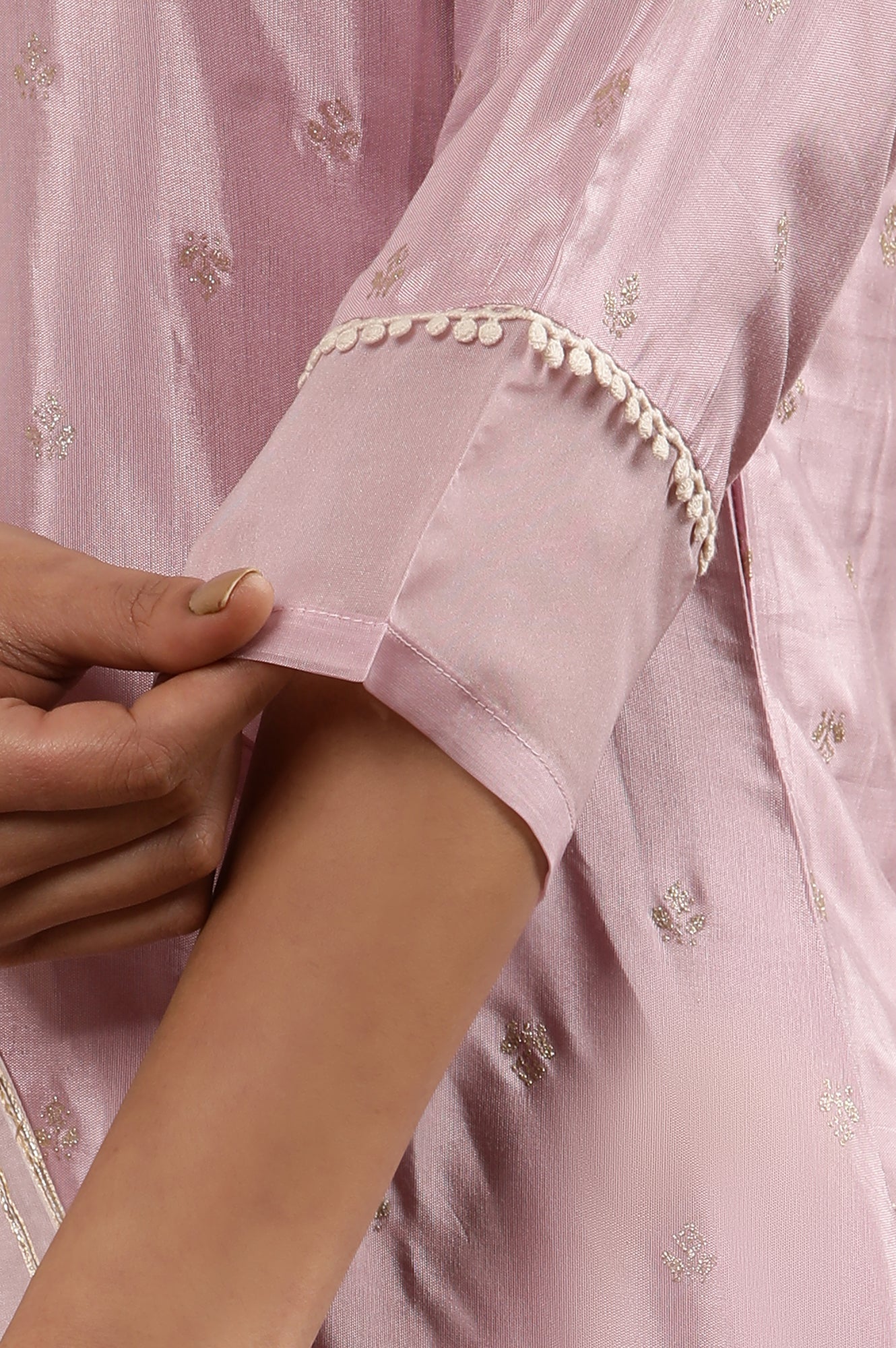 Purple Embroidered Kurta, Pants And Dupatta Set - Image 7