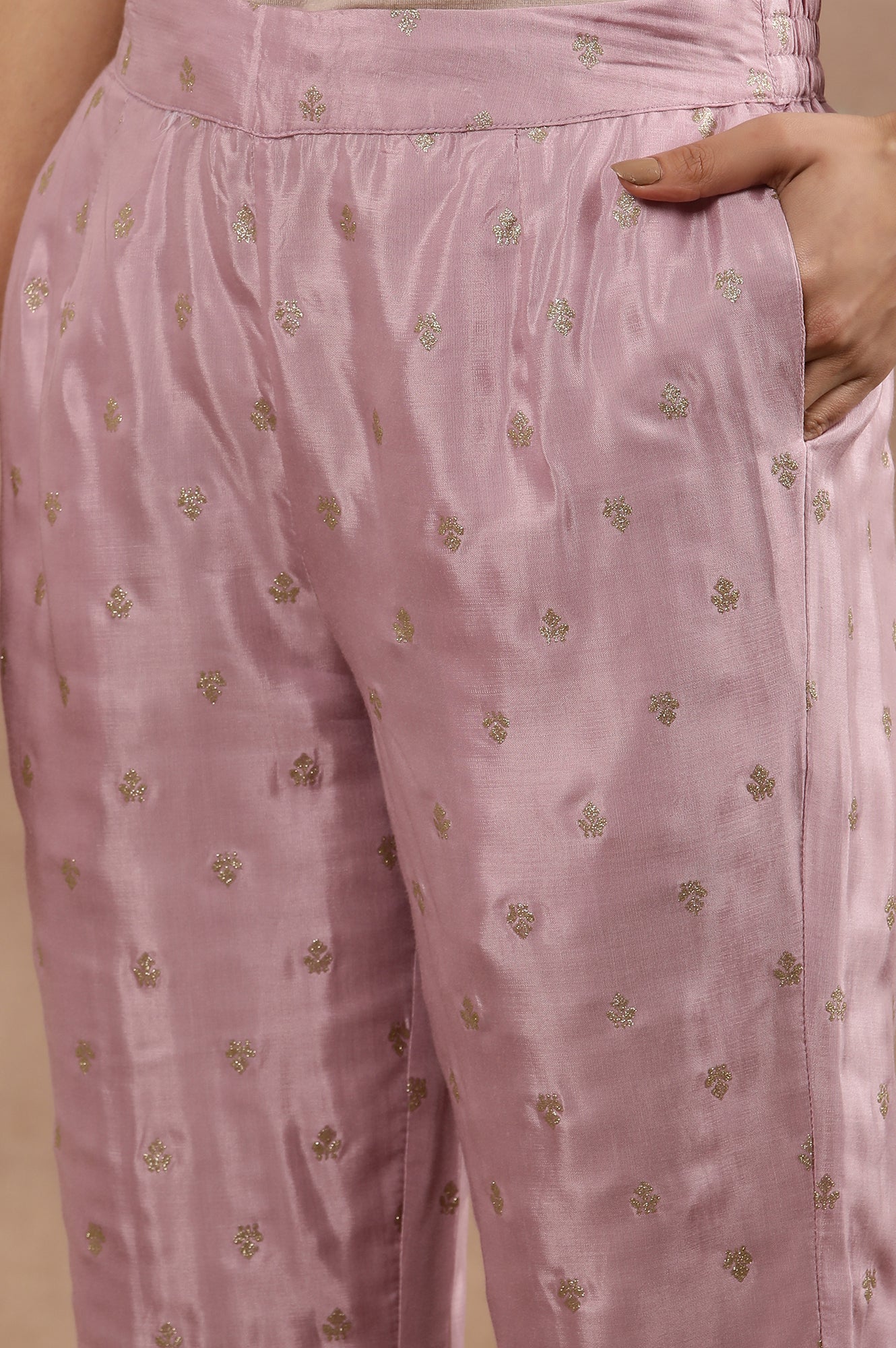 Purple Embroidered Kurta, Pants And Dupatta Set - Image 9