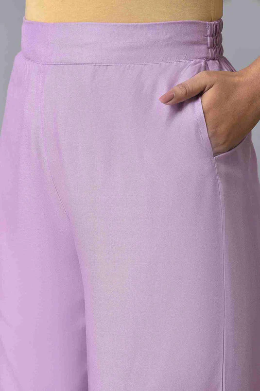 Purple Embroidered Parallel Pants - Image 7