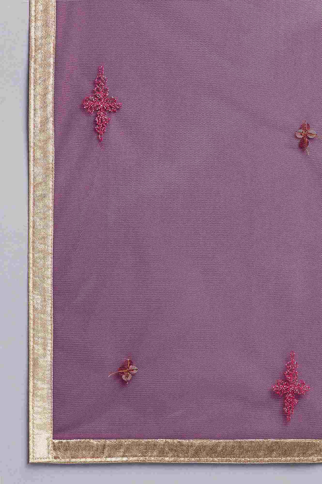 Purple Printed kurta, Parallel Pants and Dupatta Set - Image 7
