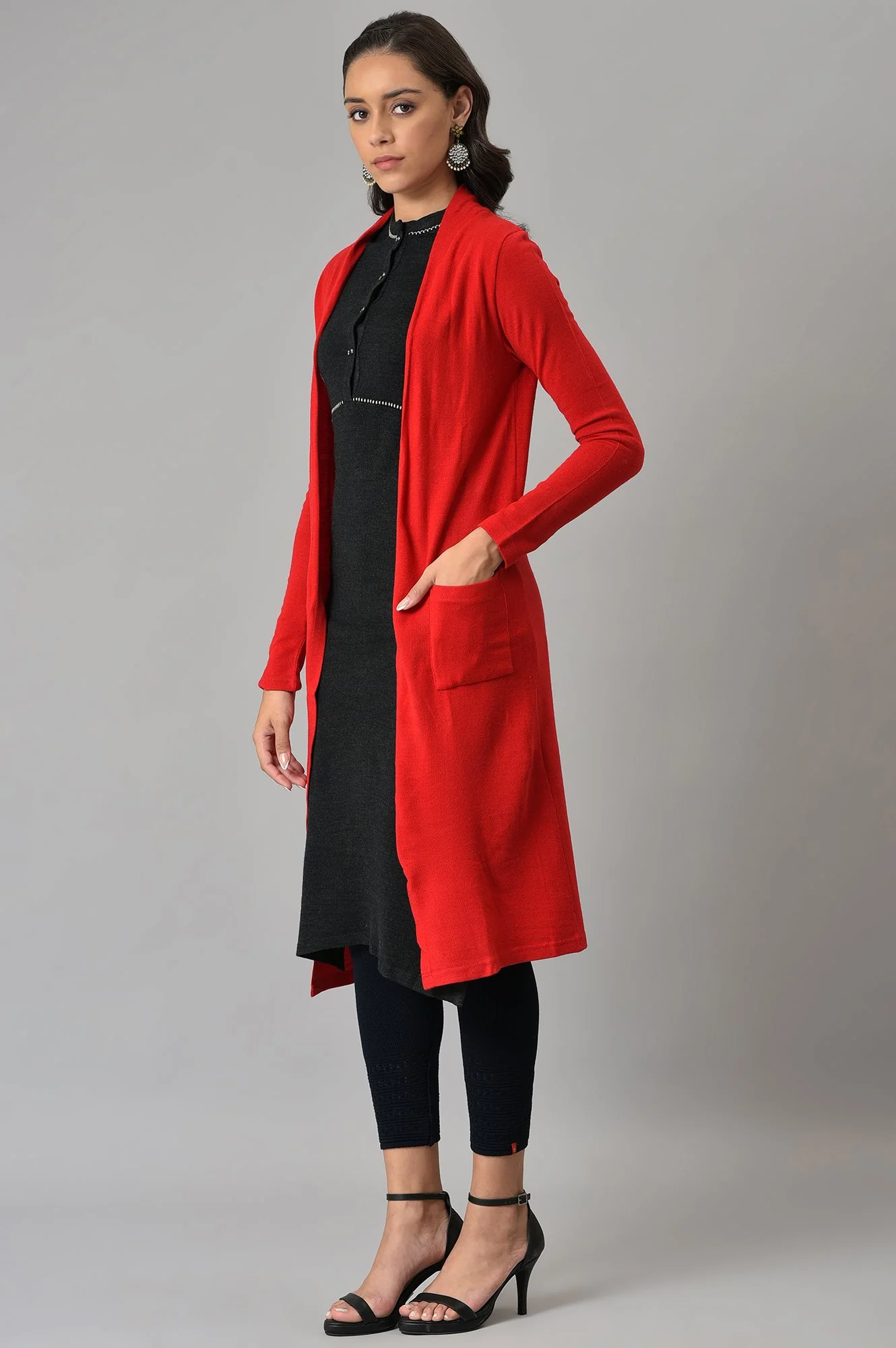 Red Basic Cardigan - Image 3