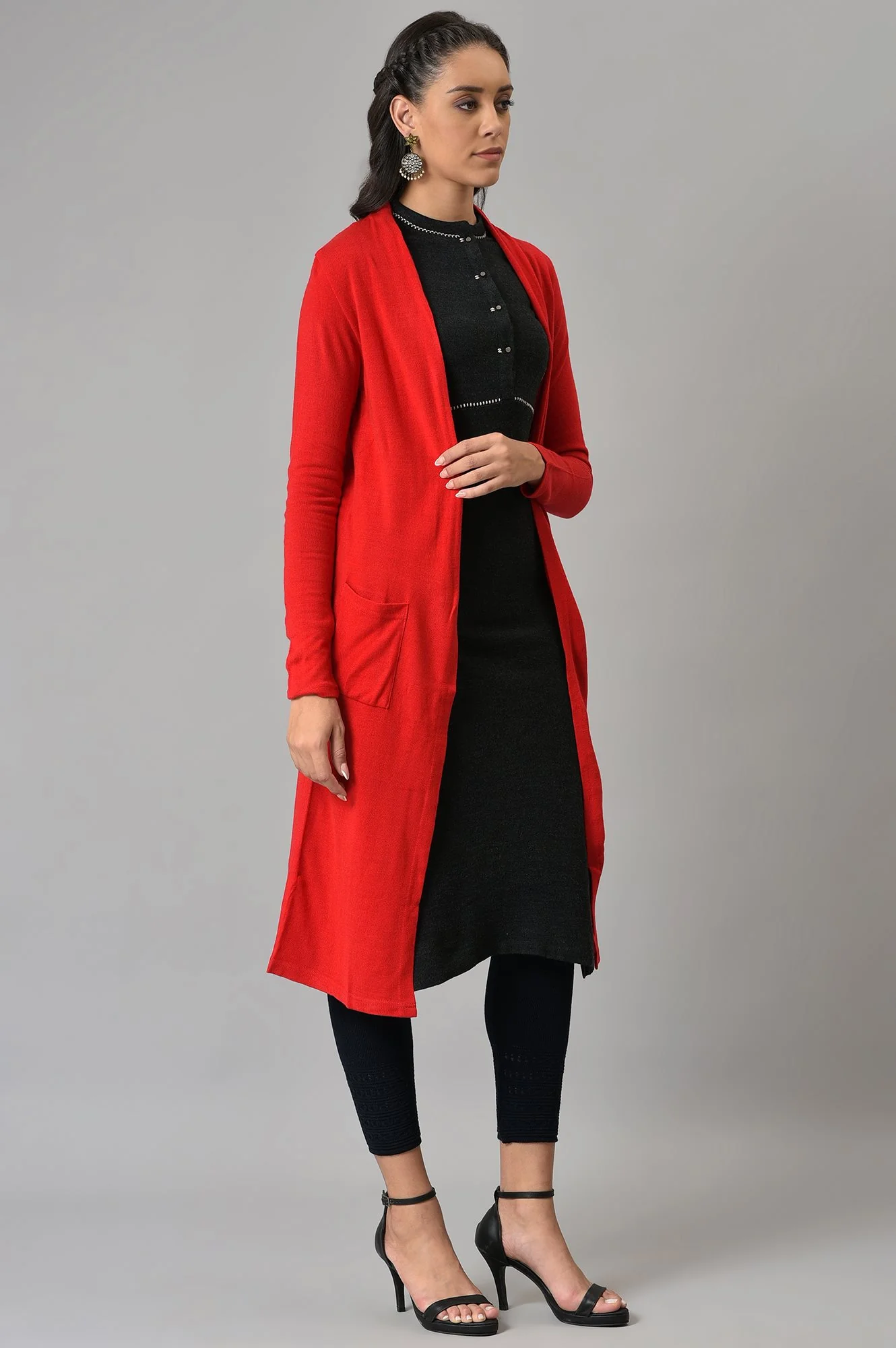 Red Basic Cardigan - Image 4