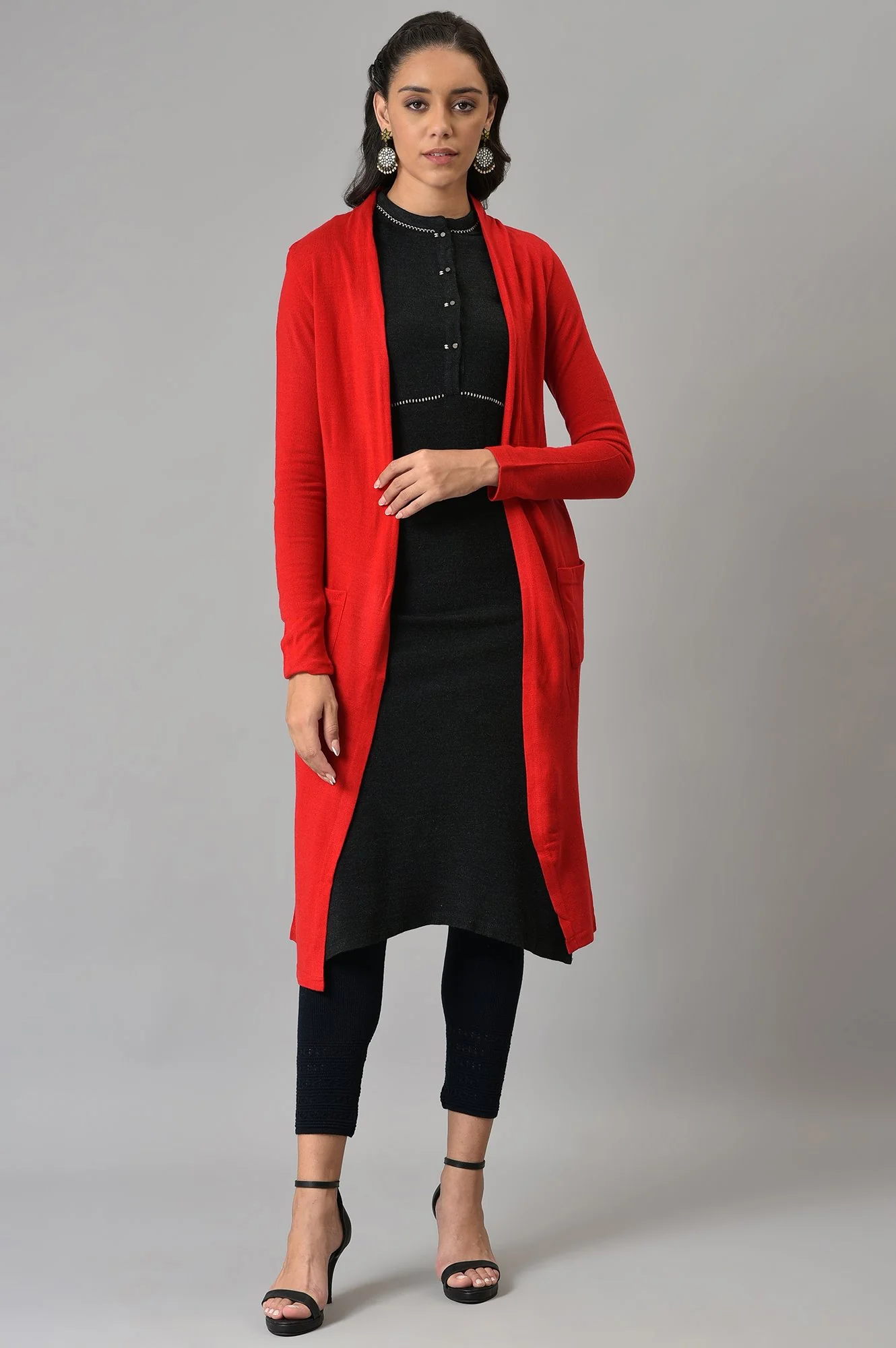 Red Basic Cardigan - Image 5