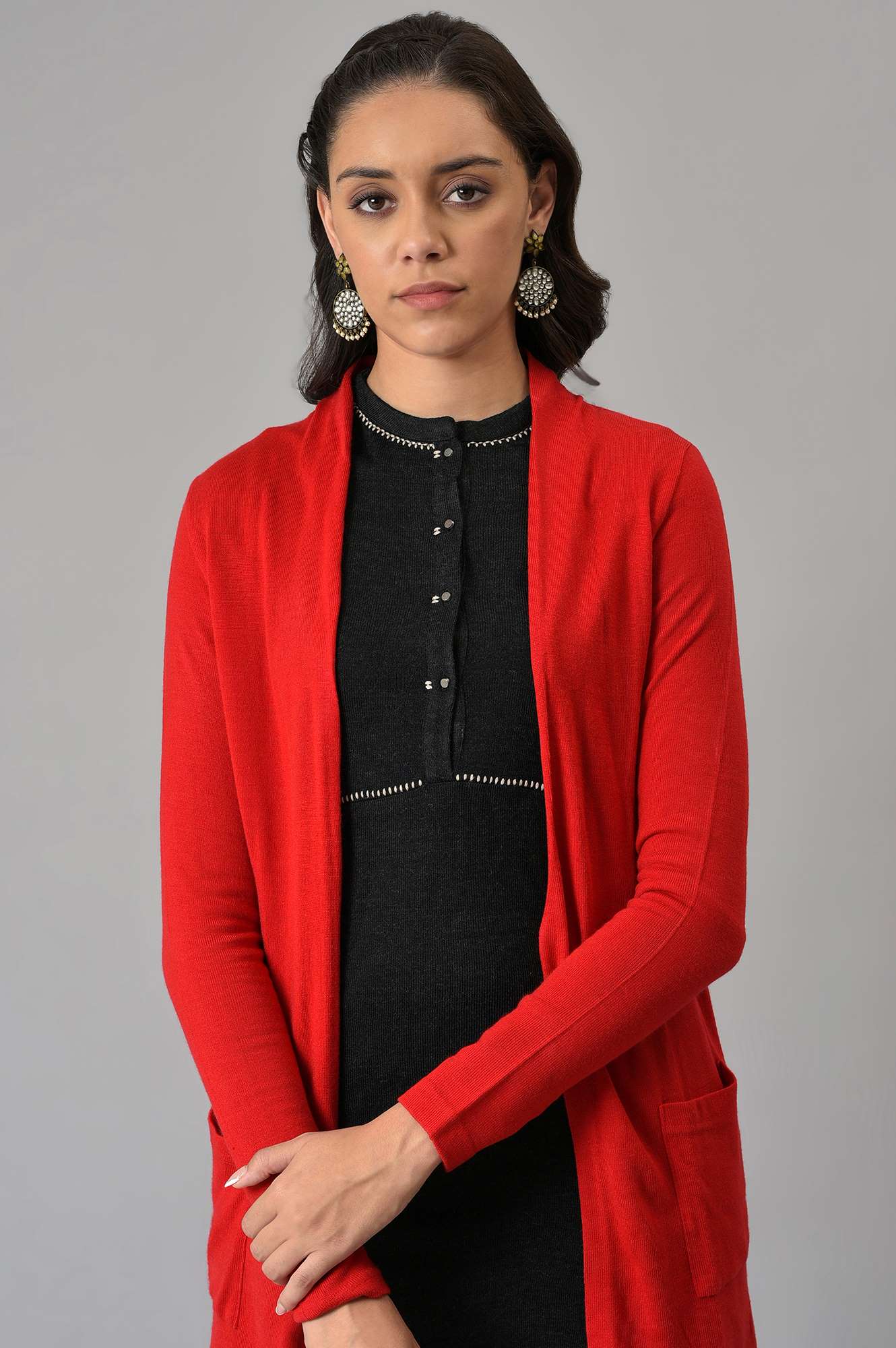 Red Basic Cardigan - Image 6