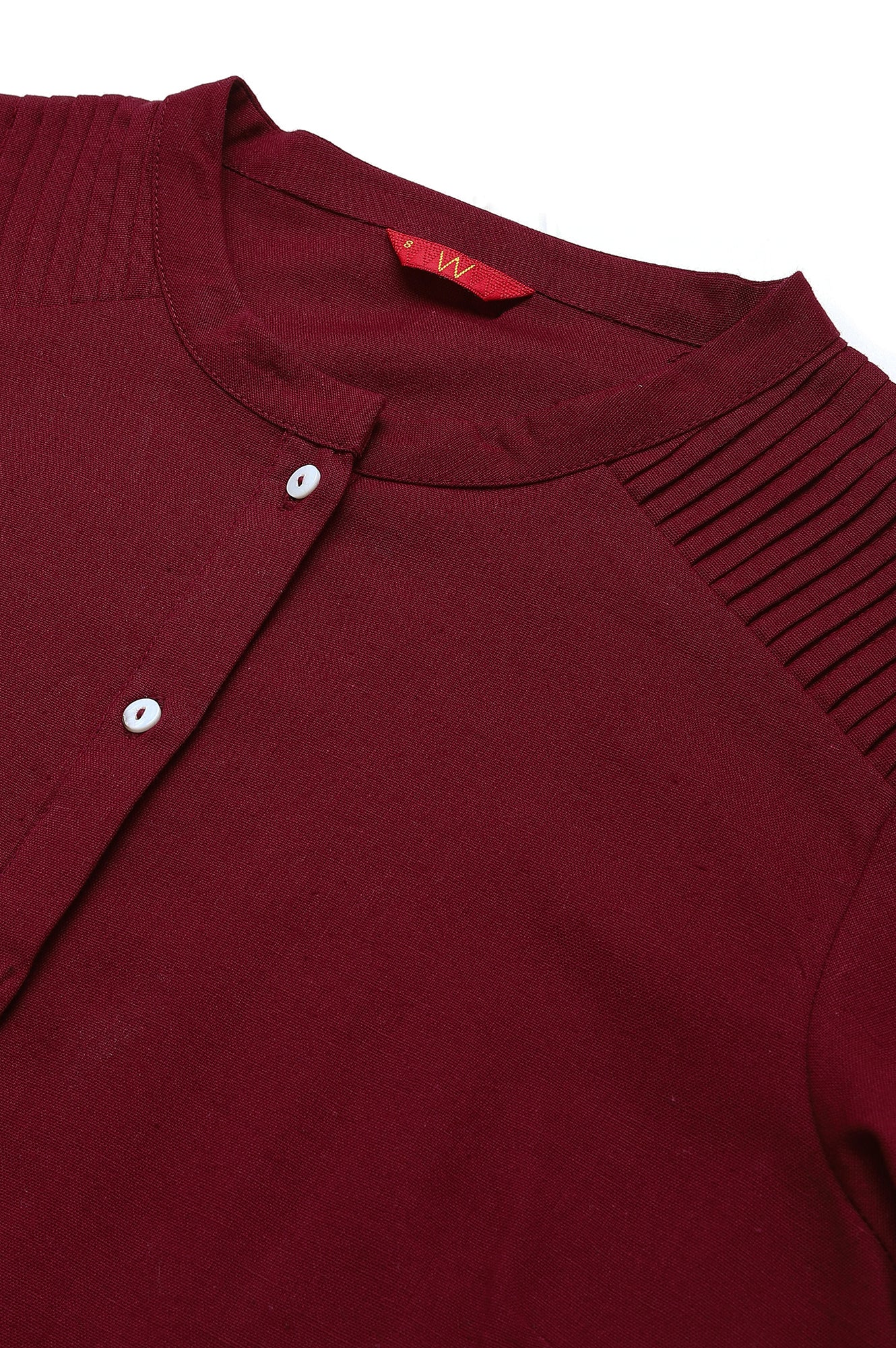 Red Half Placket Shirt kurta - Image 2