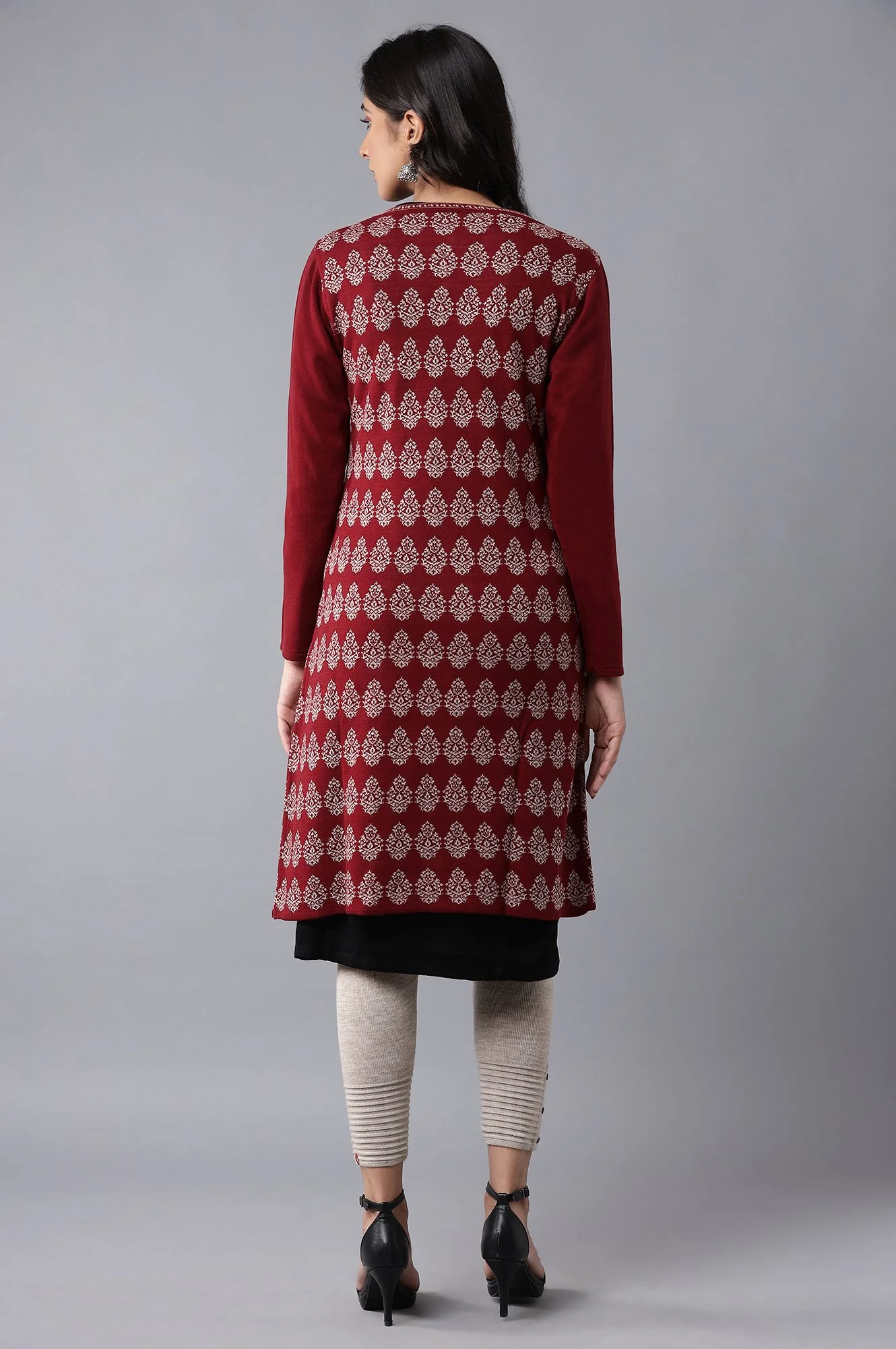 Red Jaquard Cardigan - Image 2