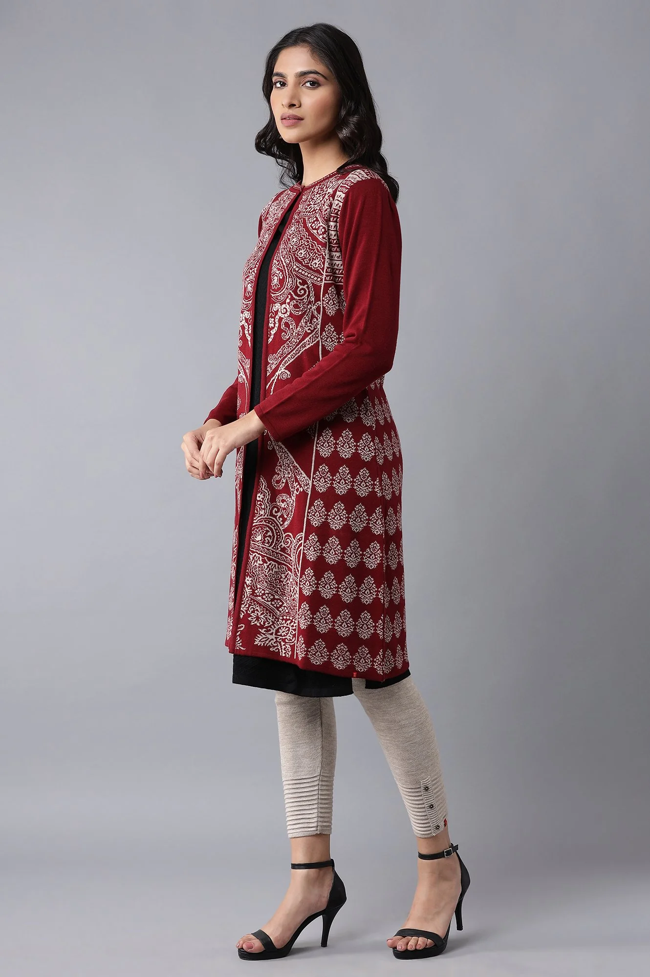 Red Jaquard Cardigan - Image 3