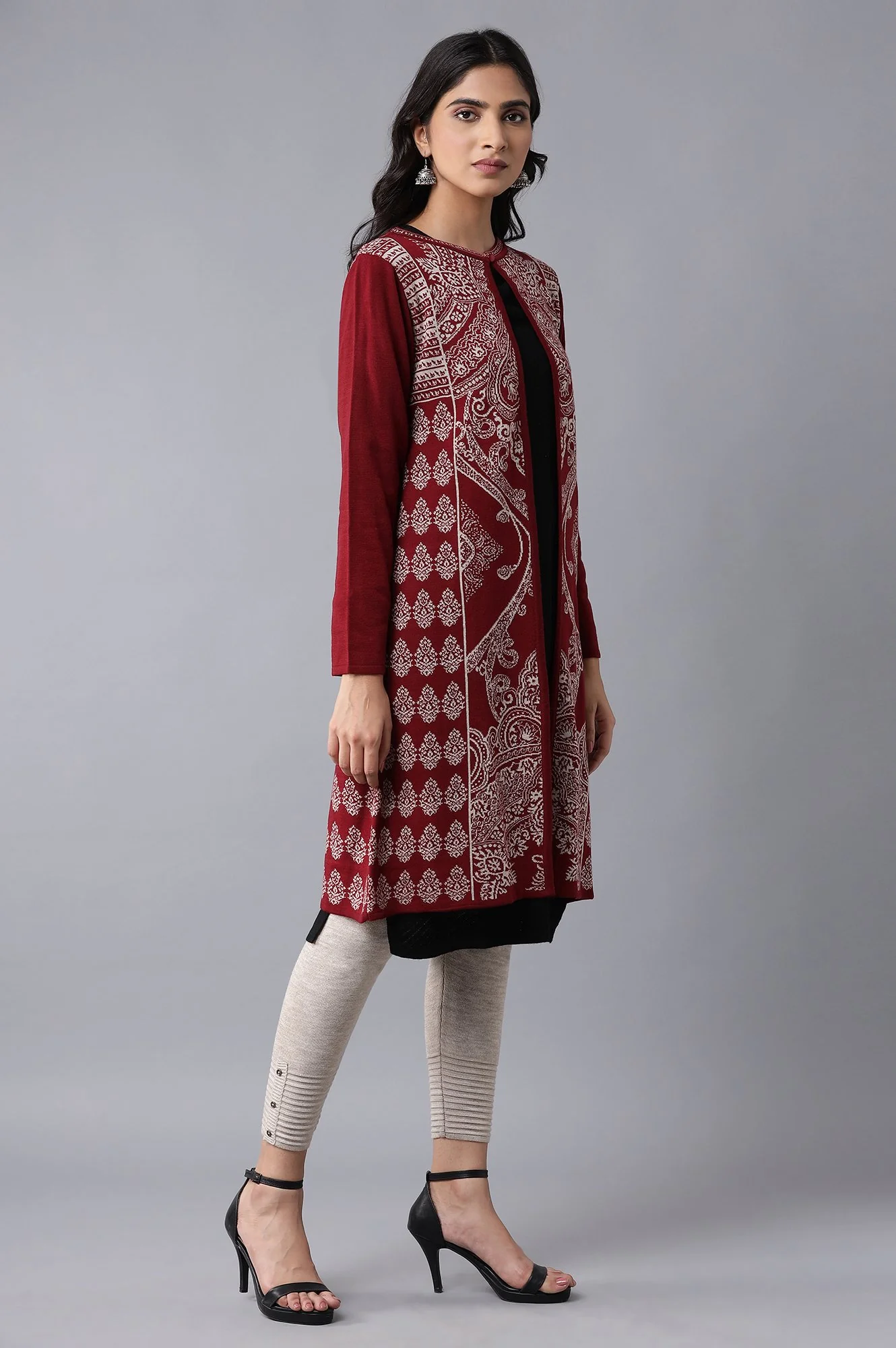 Red Jaquard Cardigan - Image 4