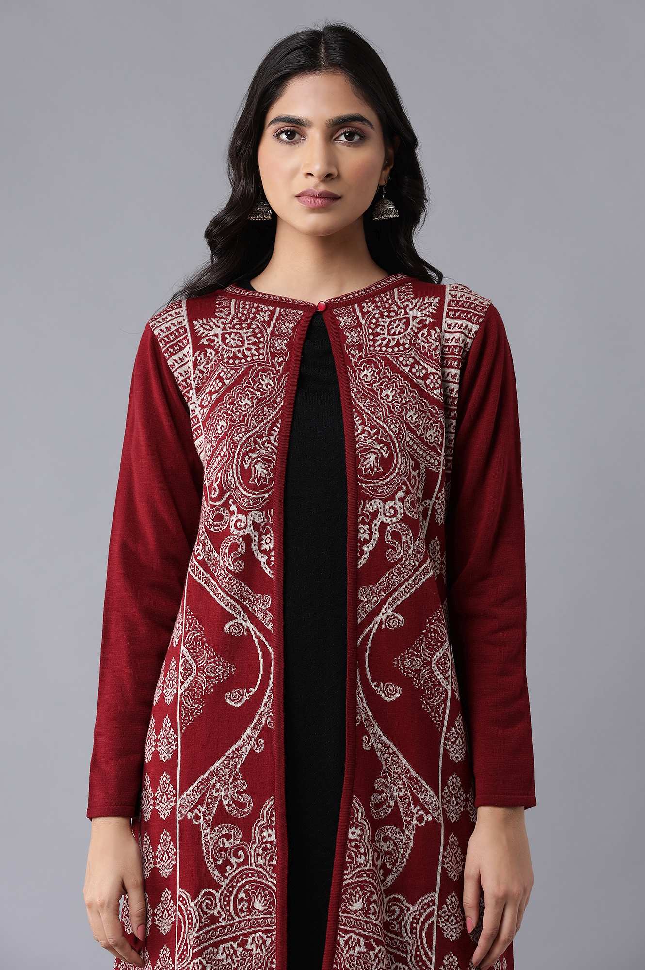 Red Jaquard Cardigan - Image 5