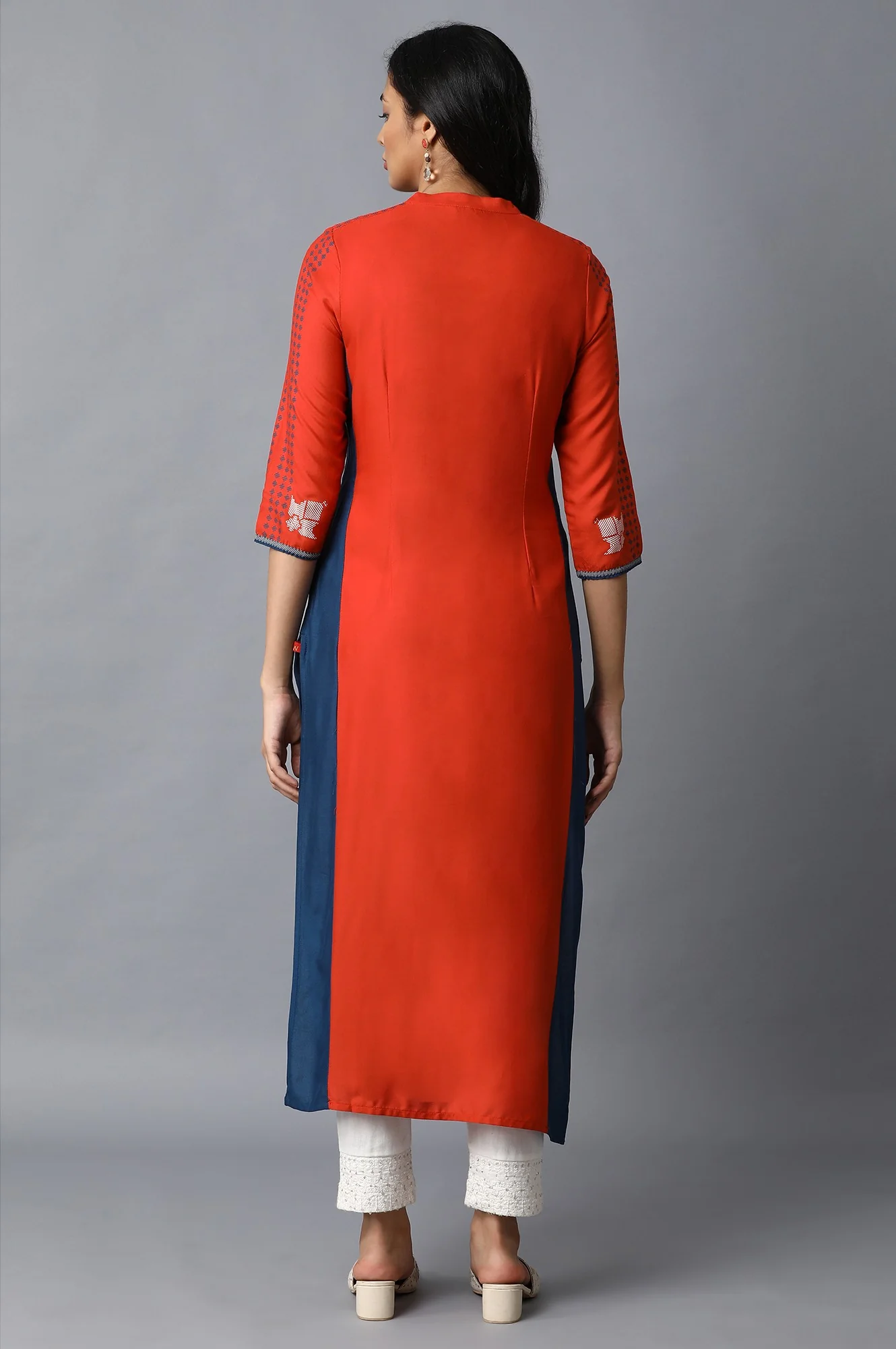 Red Placement Print kurta - Image 2