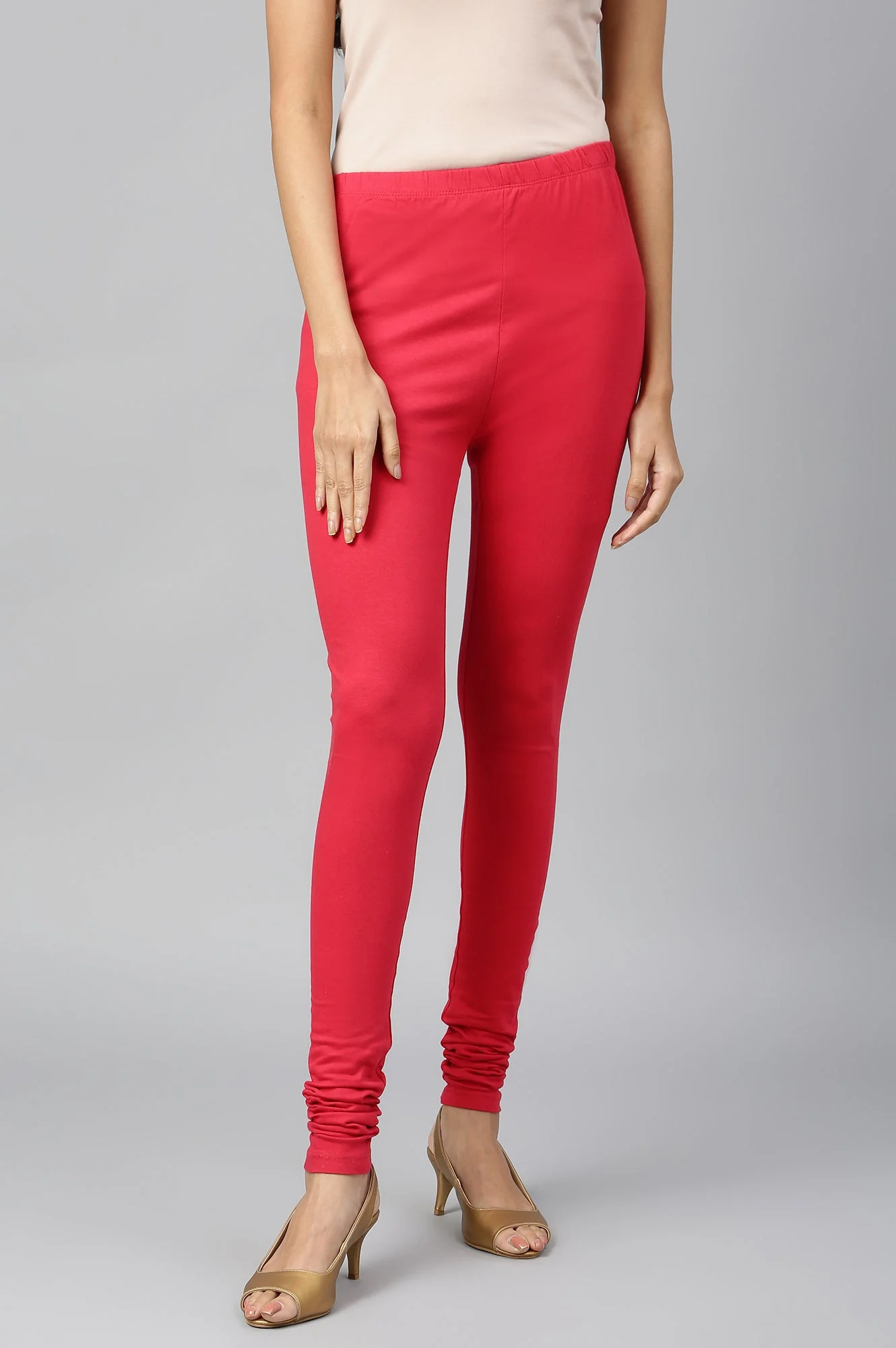 Elleven Women's Red Skin Fit Churidar