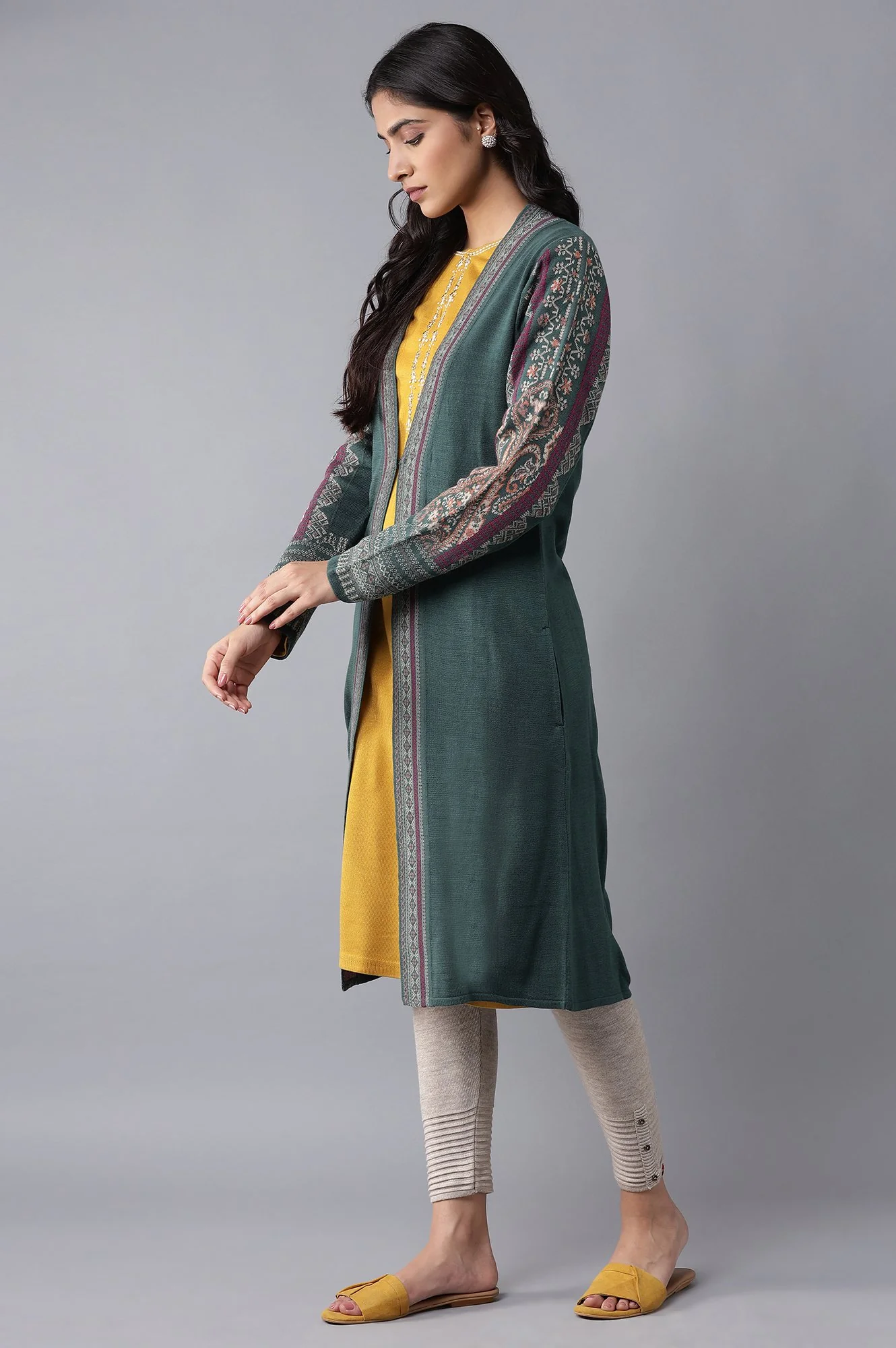 Rifle Green Front Open Cardigan - Image 3