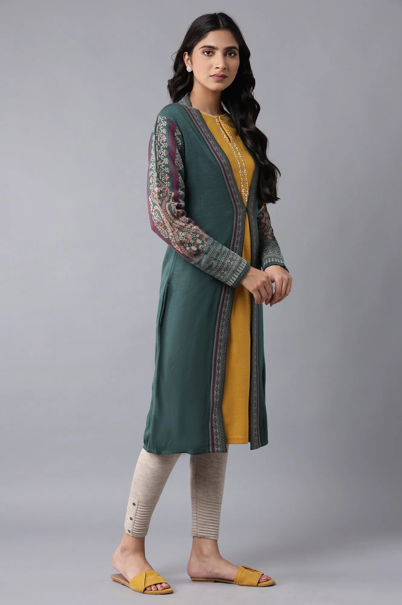 Rifle Green Front Open Cardigan - Image 4