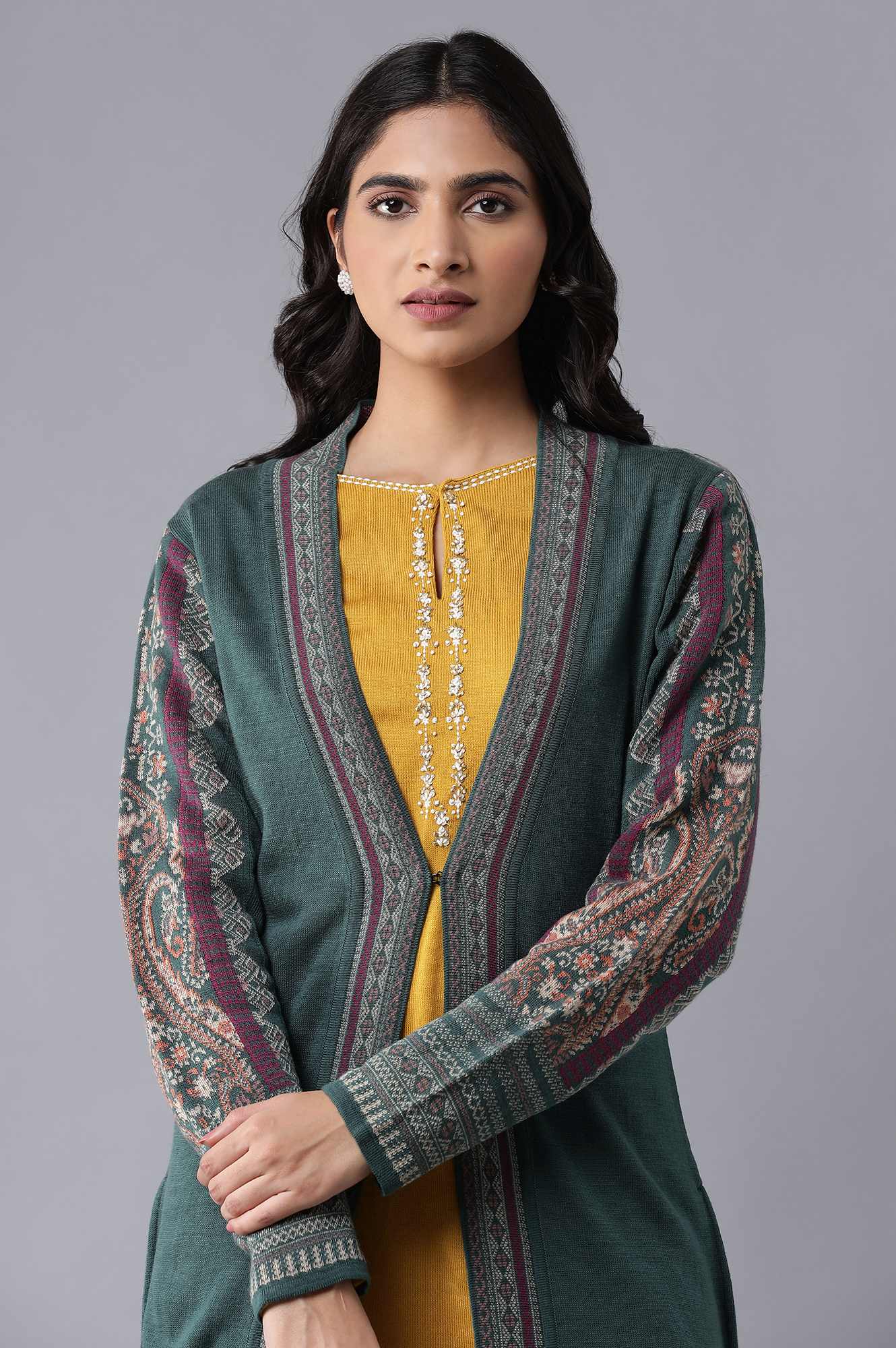 Rifle Green Front Open Cardigan - Image 5