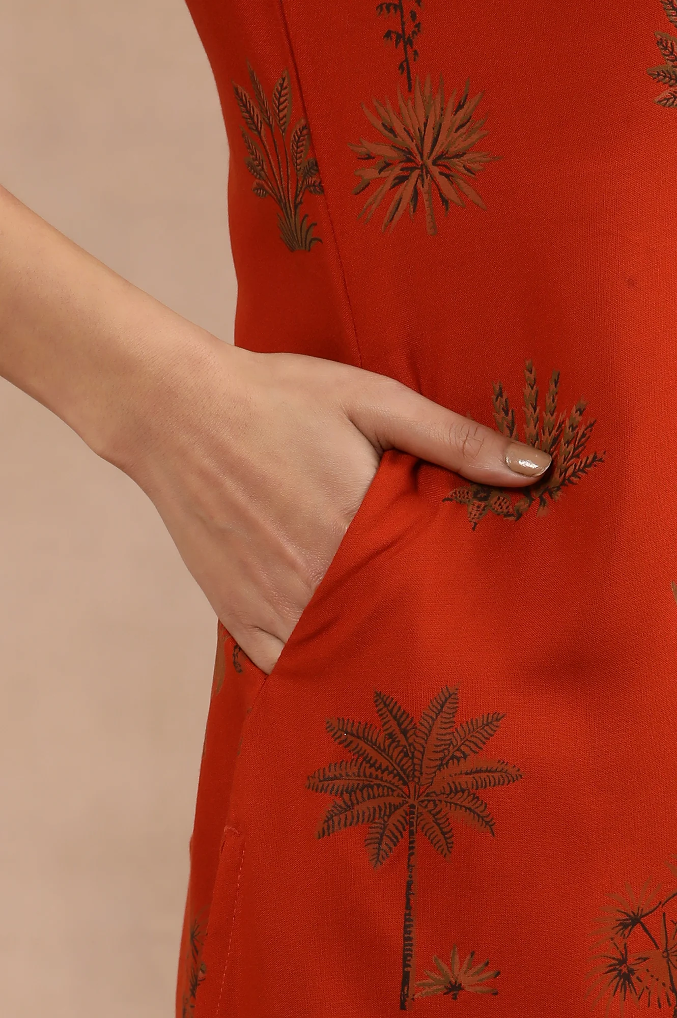 Rust Red Printed Kurta And Slim Pants - Image 7