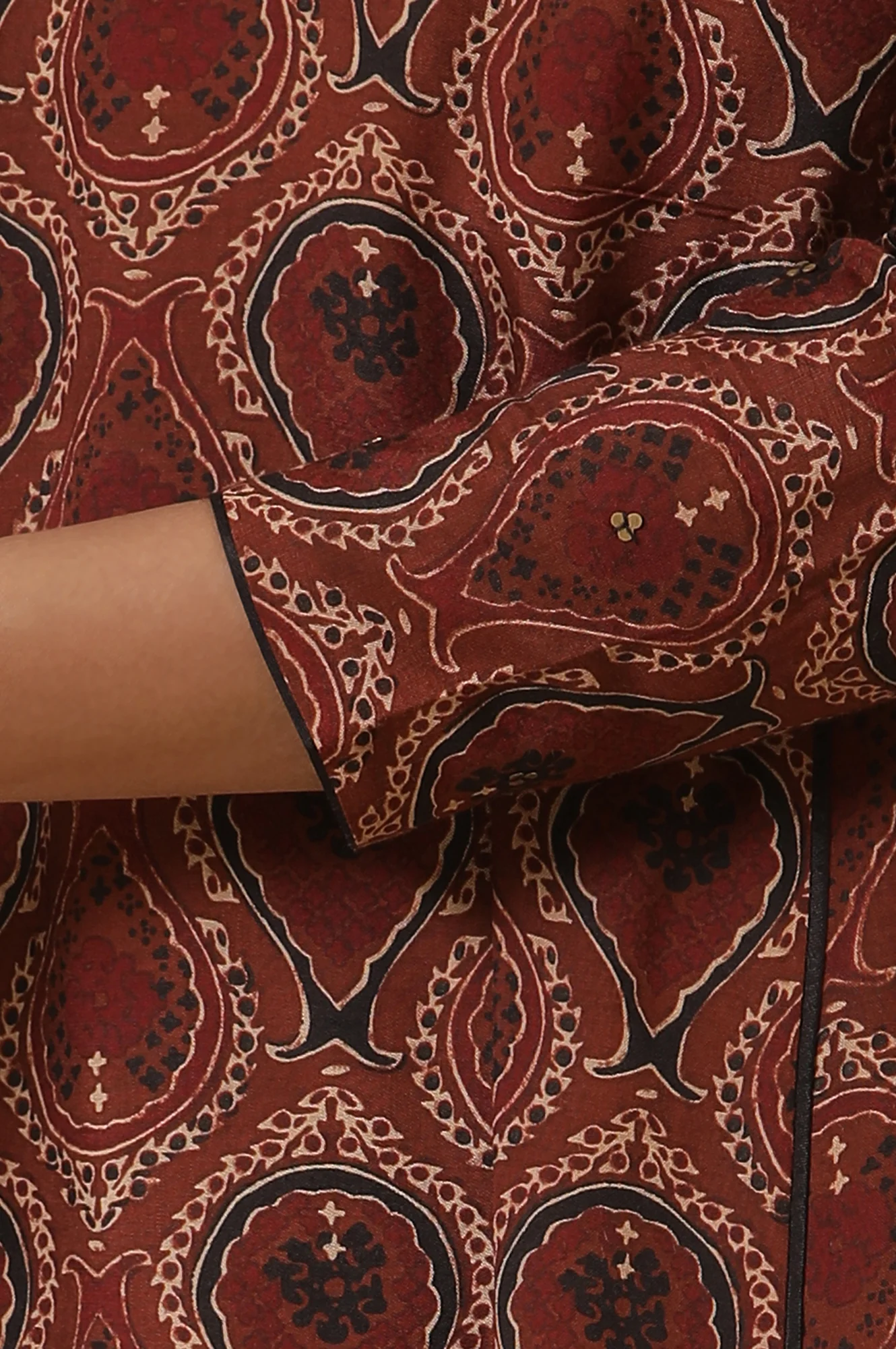 Rusty Brown Ajrakh Flared Kurta - Image 7