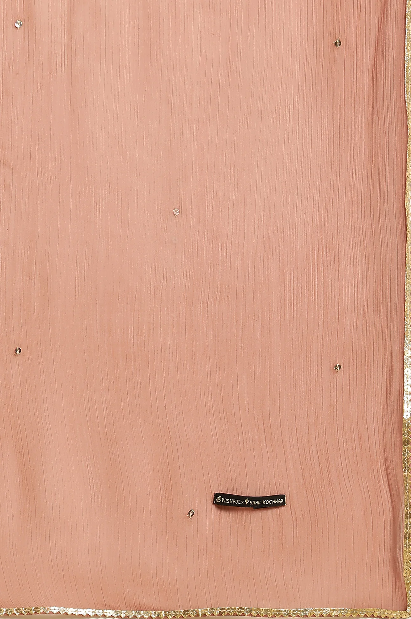 Salmon Pink Micro Velvet Embroidered Kurta, Pants And Dupatta Set - Image 11