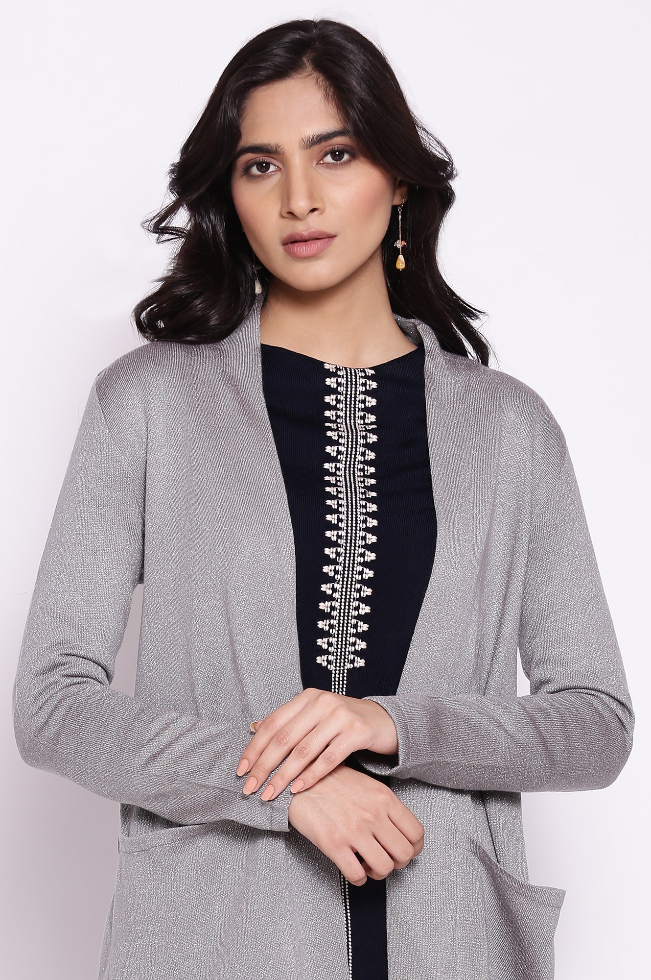 Silver Circular Flared Cardigan - Image 5
