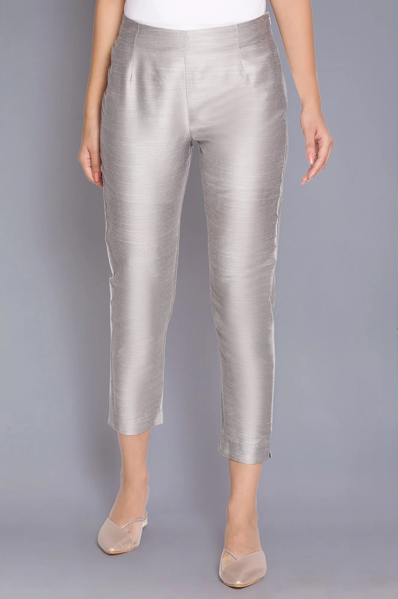 Silver Fitted Pants
