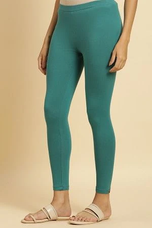 Teal Cotton Jersey Lycra Tights - Image 2