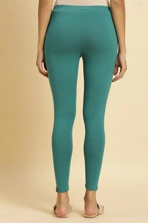 Teal Cotton Jersey Lycra Tights - Image 3