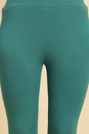 Teal Cotton Jersey Lycra Tights - Image 6