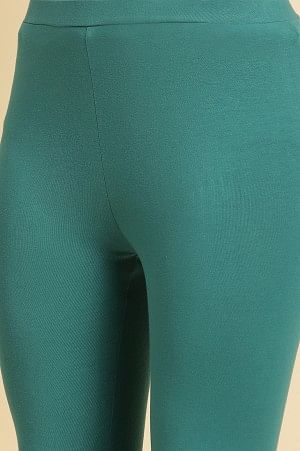Teal Cotton Jersey Lycra Tights - Image 7