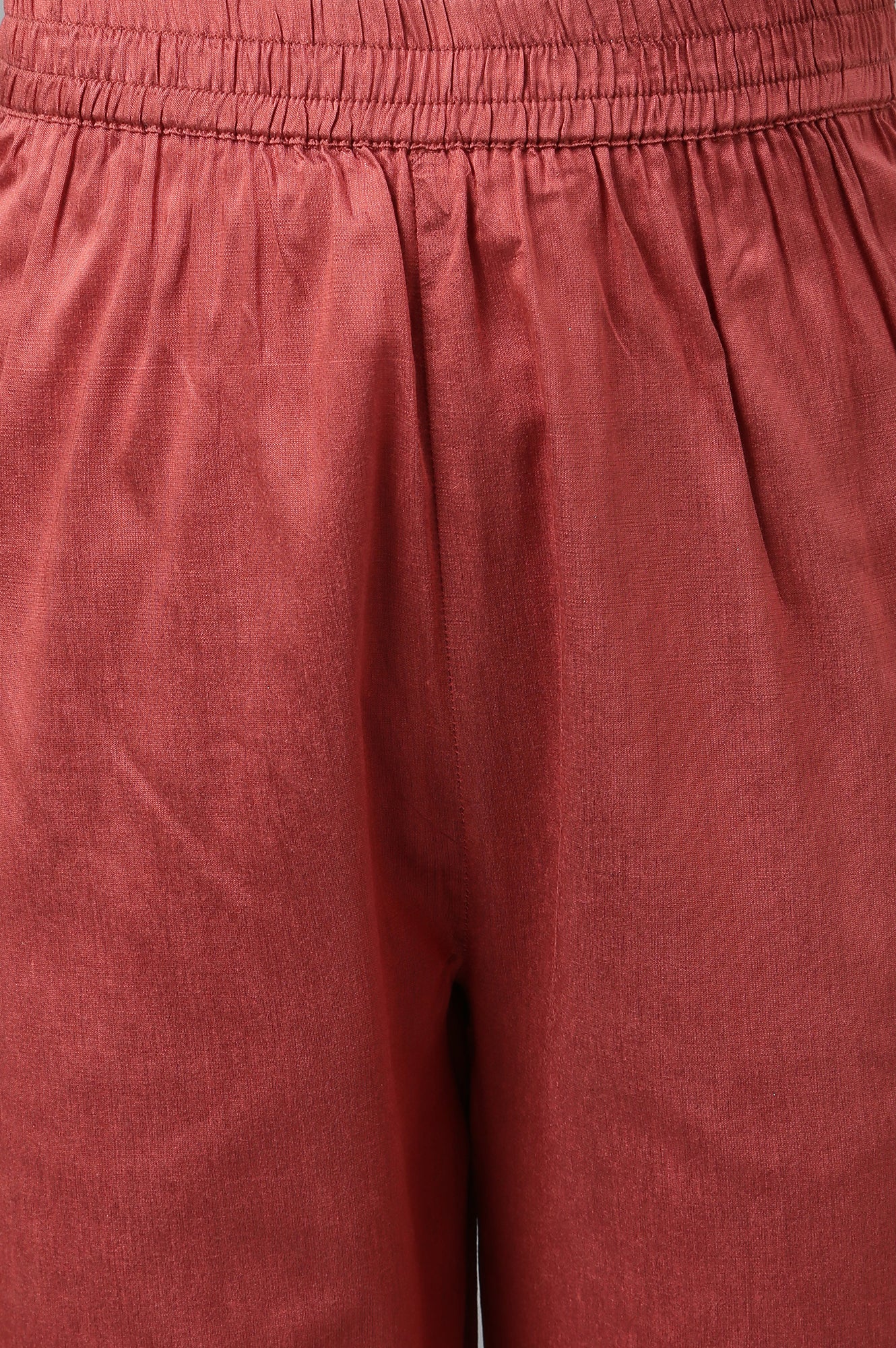 Teal Mashroo Silk Kurta With Peach Slim Pants And Dupatta - Image 3