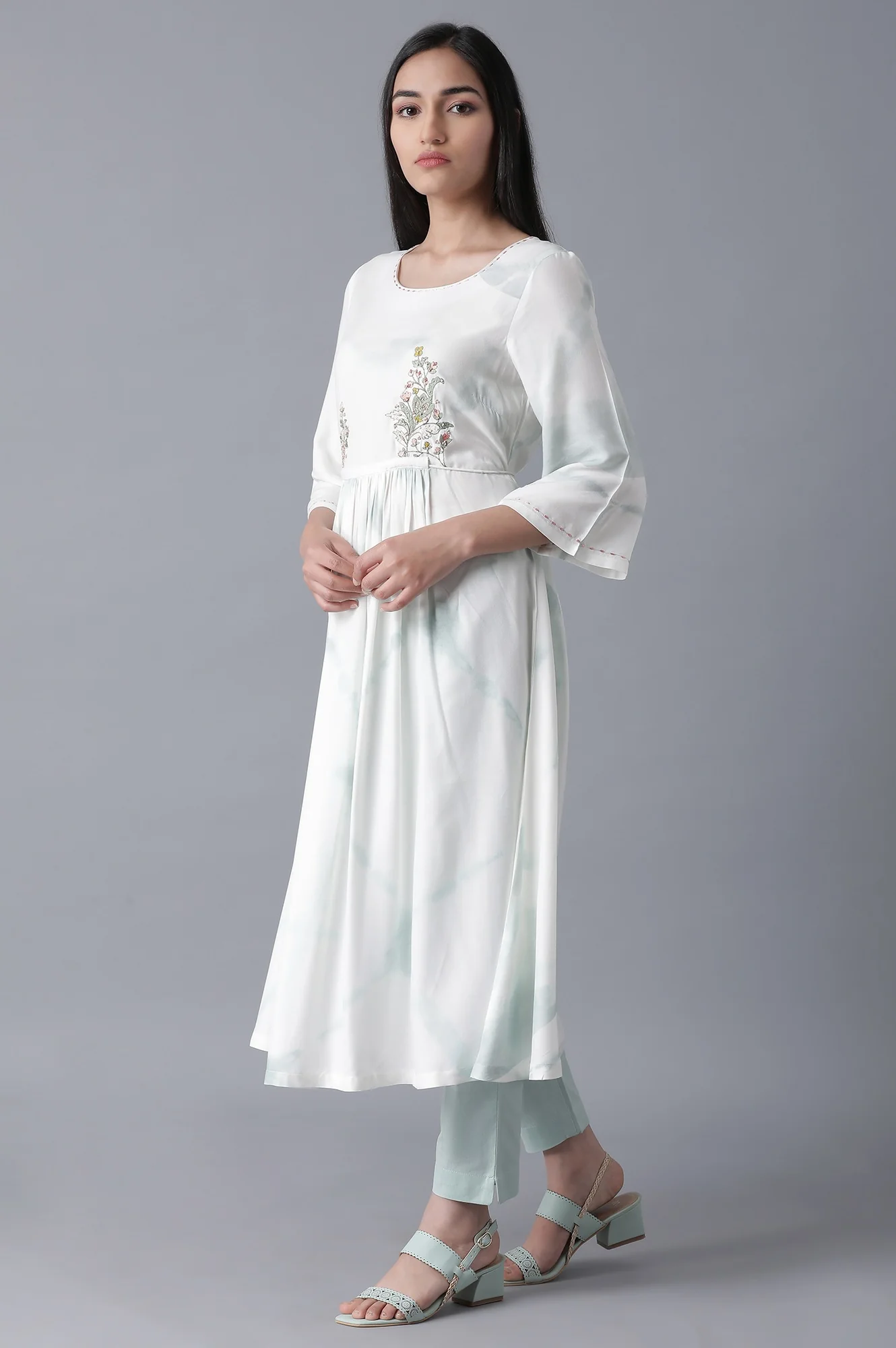 Tie-Dye Blue Gathered Dress - Image 3