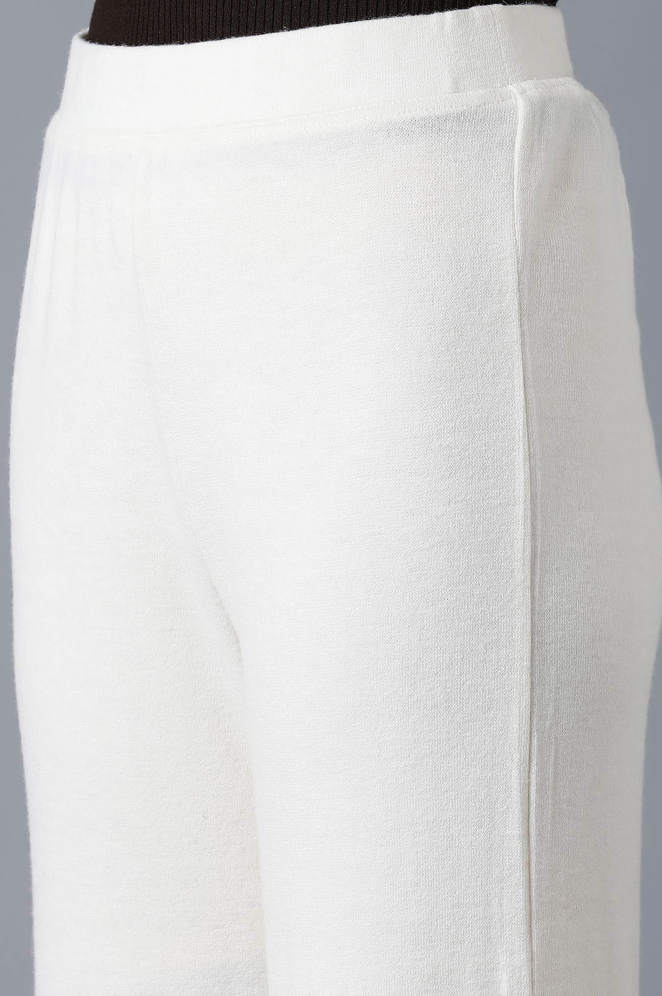 Elleven Women's White Solid Straight Fit Palazzo With Elasticated Waistband - Image 6