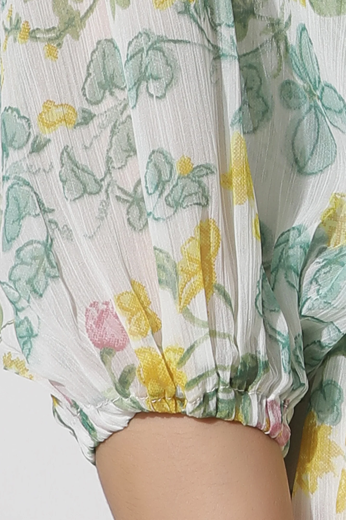 White Floral Printed Chiffon Tiered Dress - Image 7
