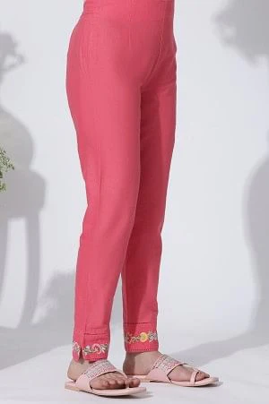 White Floral Printed Rayon Flax Kurta And Slim Pants Set - Image 9