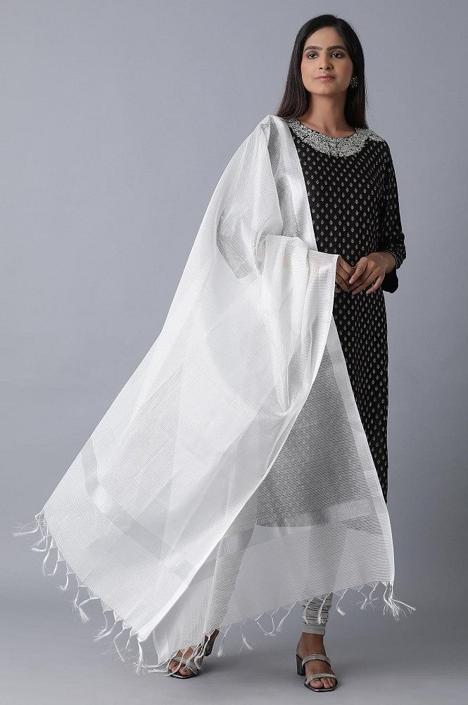 White Printed Dupatta - Image 3