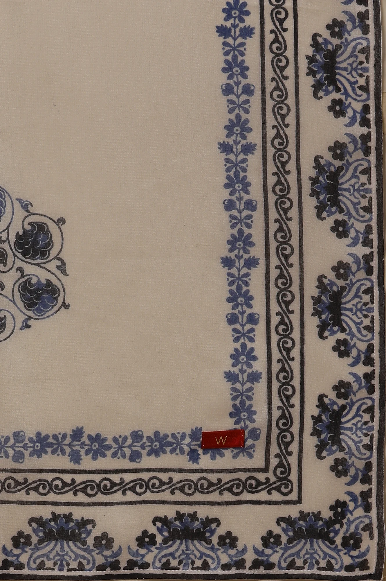 White Printed Flared Kurta, Printed Pants And Dupatta Set - Image 9