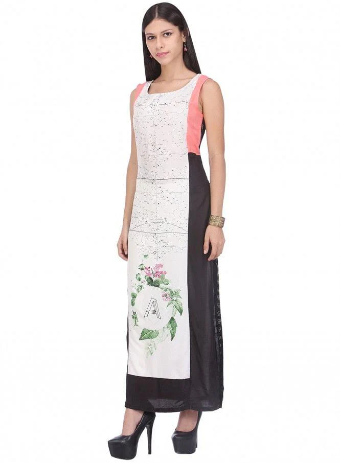 White Printed Sleeveless kurta - Image 2