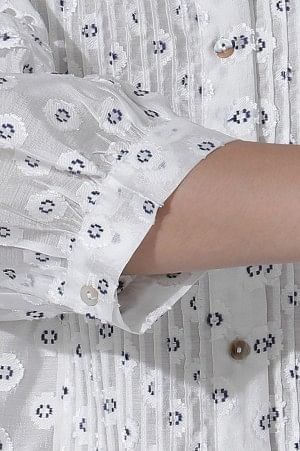 White Schiffli Button Down Western Top - Image 7