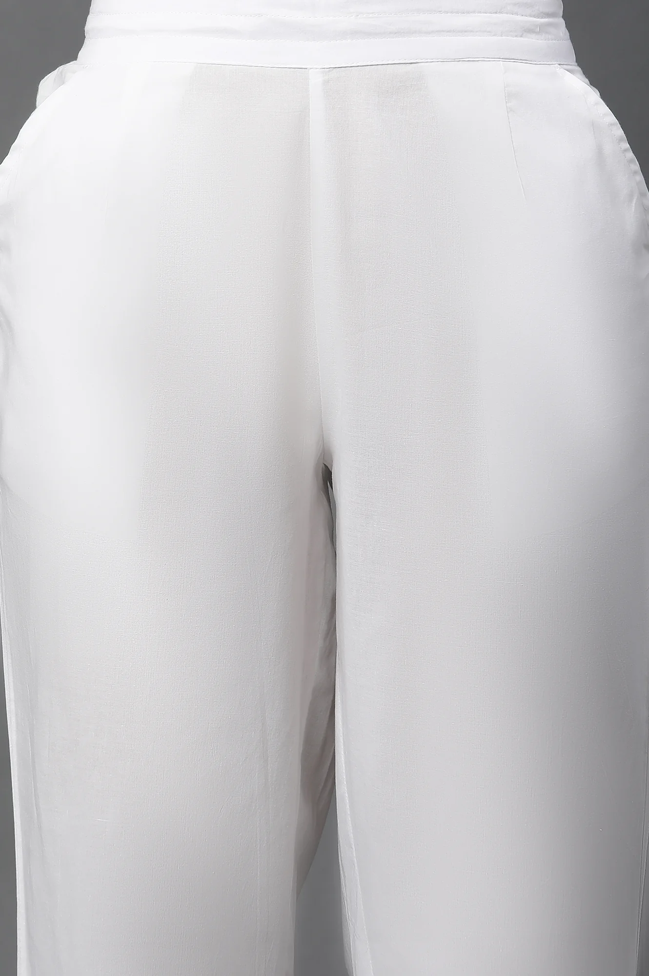 White Schiffli Straight Pants - Image 6
