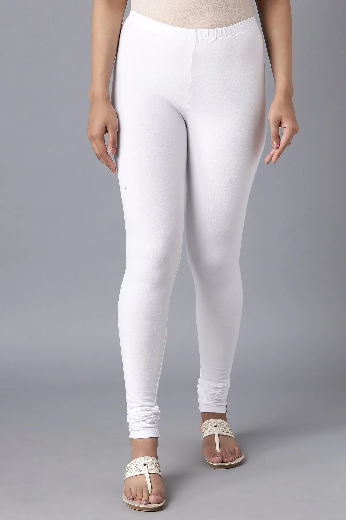 Elleven Women's White Skin Fit Churidar