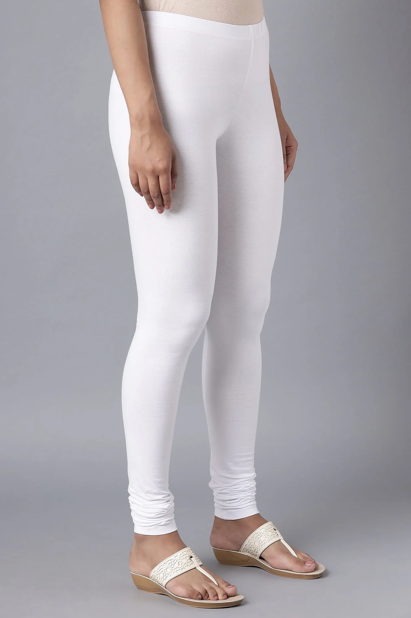 Elleven Women's White Skin Fit Churidar - Image 4
