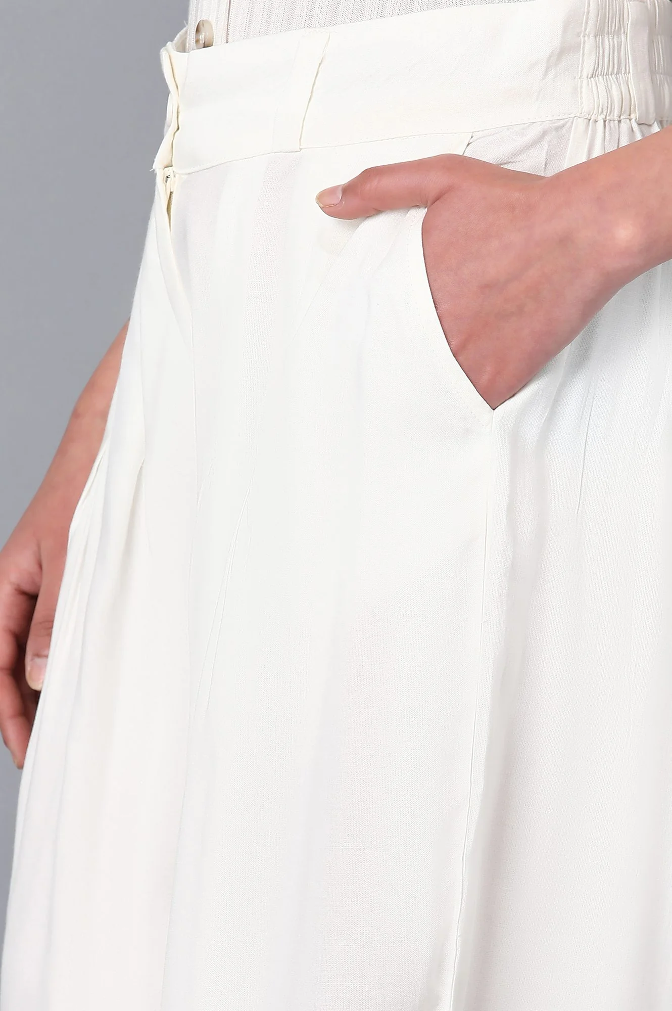 White Solid Pants - Image 6