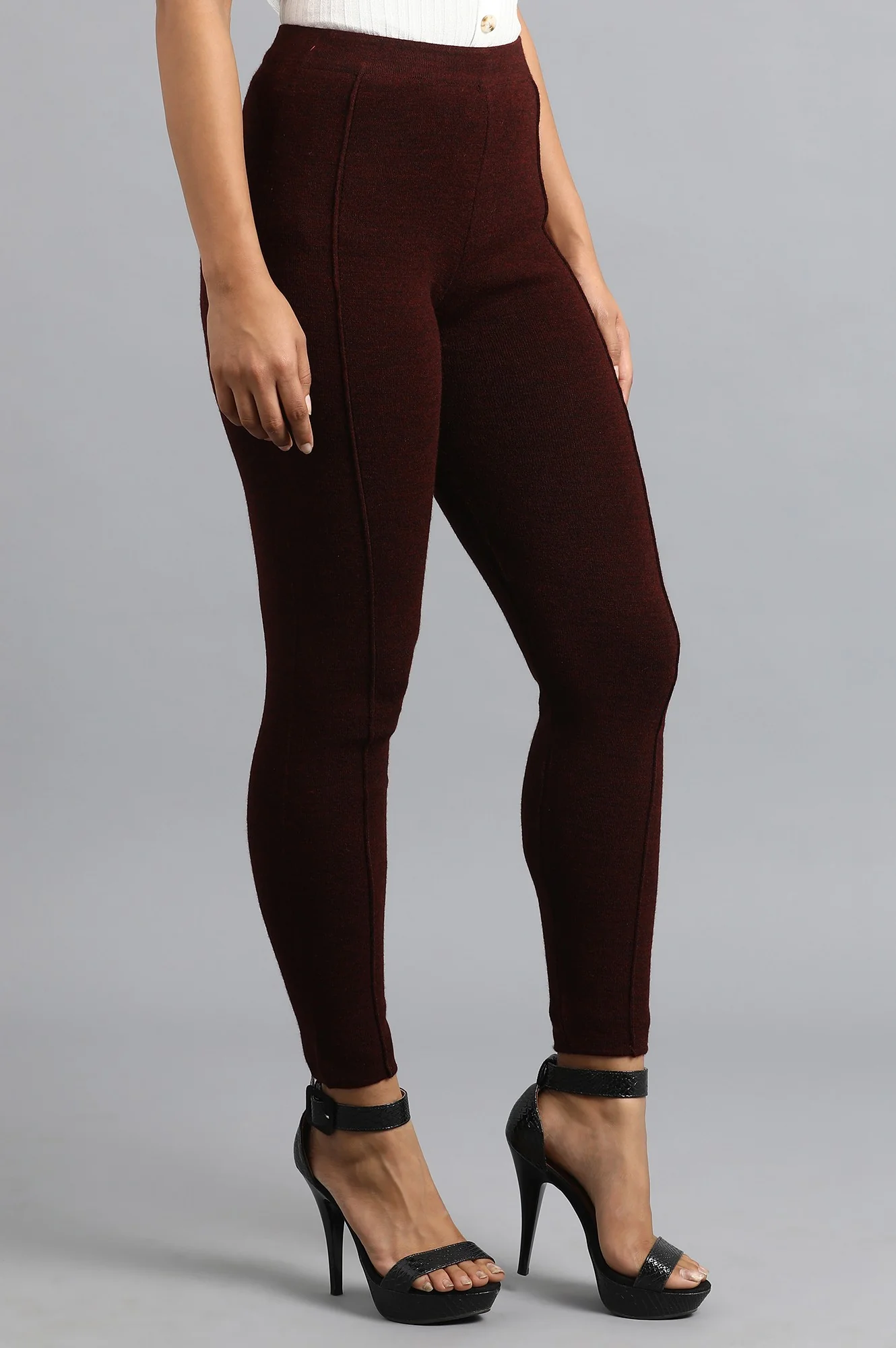 Wine Woollen Leggings - Image 4